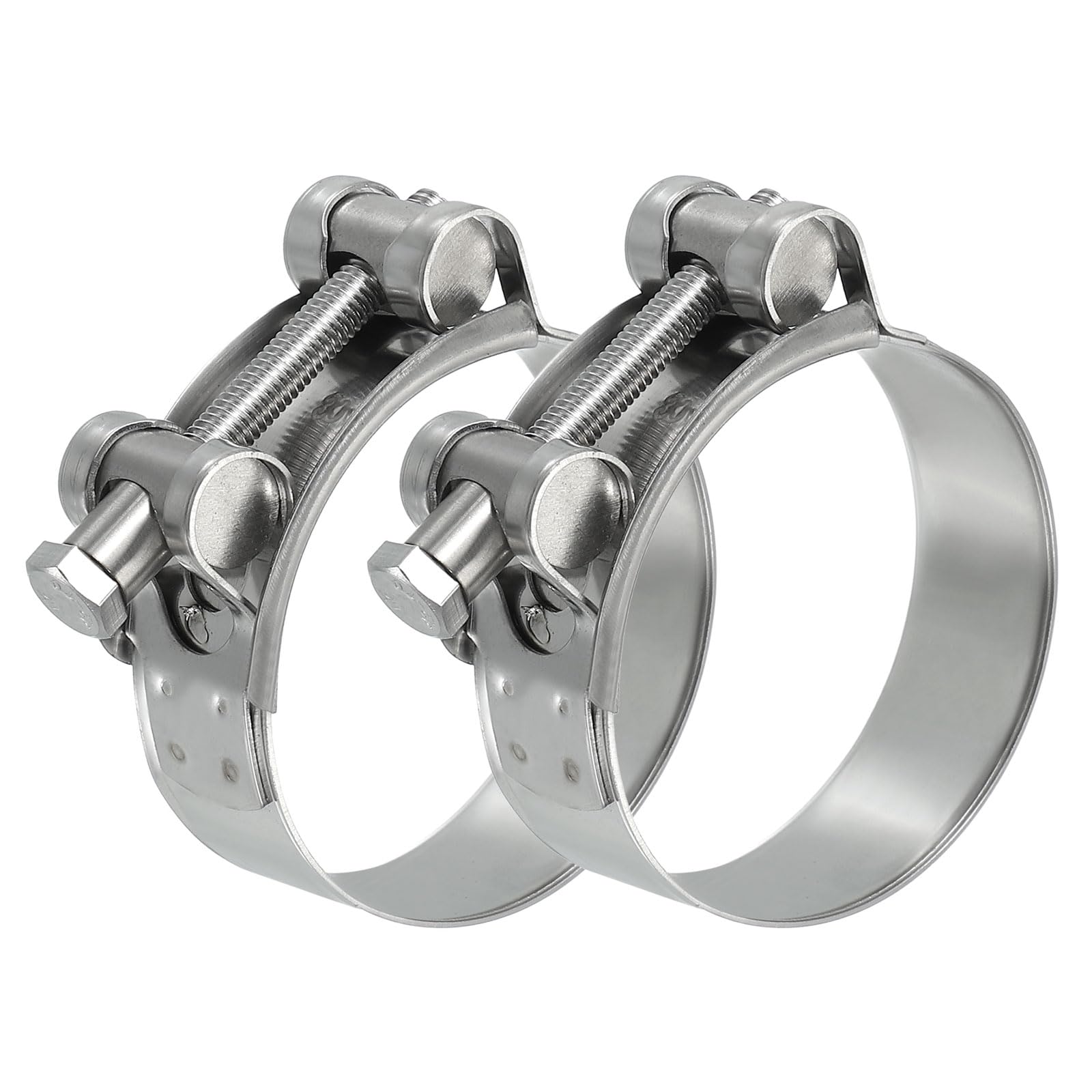 PATIKIL 56-59mm T-Bolt Hose Clamp, 2 Pack Intercooler Pipe Tube Clamps 304 Stainless Steel Radiator Hose Clamp for 2.2"-2.32" Pipe