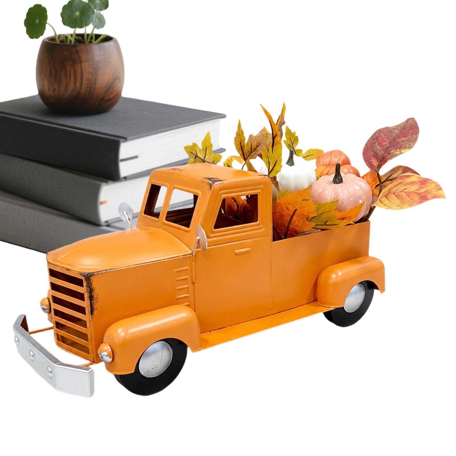 Lkw-Dekorationen 32 Zentimeter Metall Erntedank Kürbis Pickup