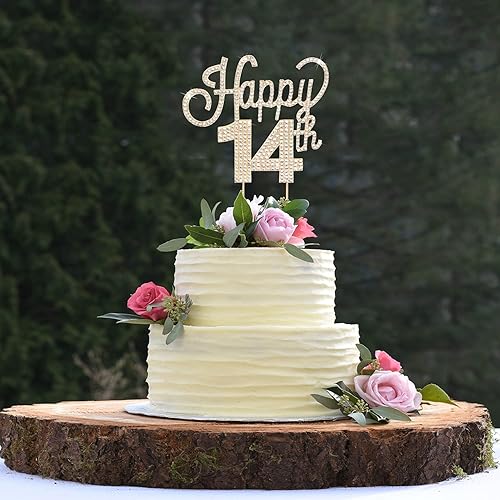 Miniatura 521 de LINGTEER Decoración de pastel de diamantes de imitación dorados para cumpleaños número 15 – Cheers to 15th Birthday Quince años de edad, decoración