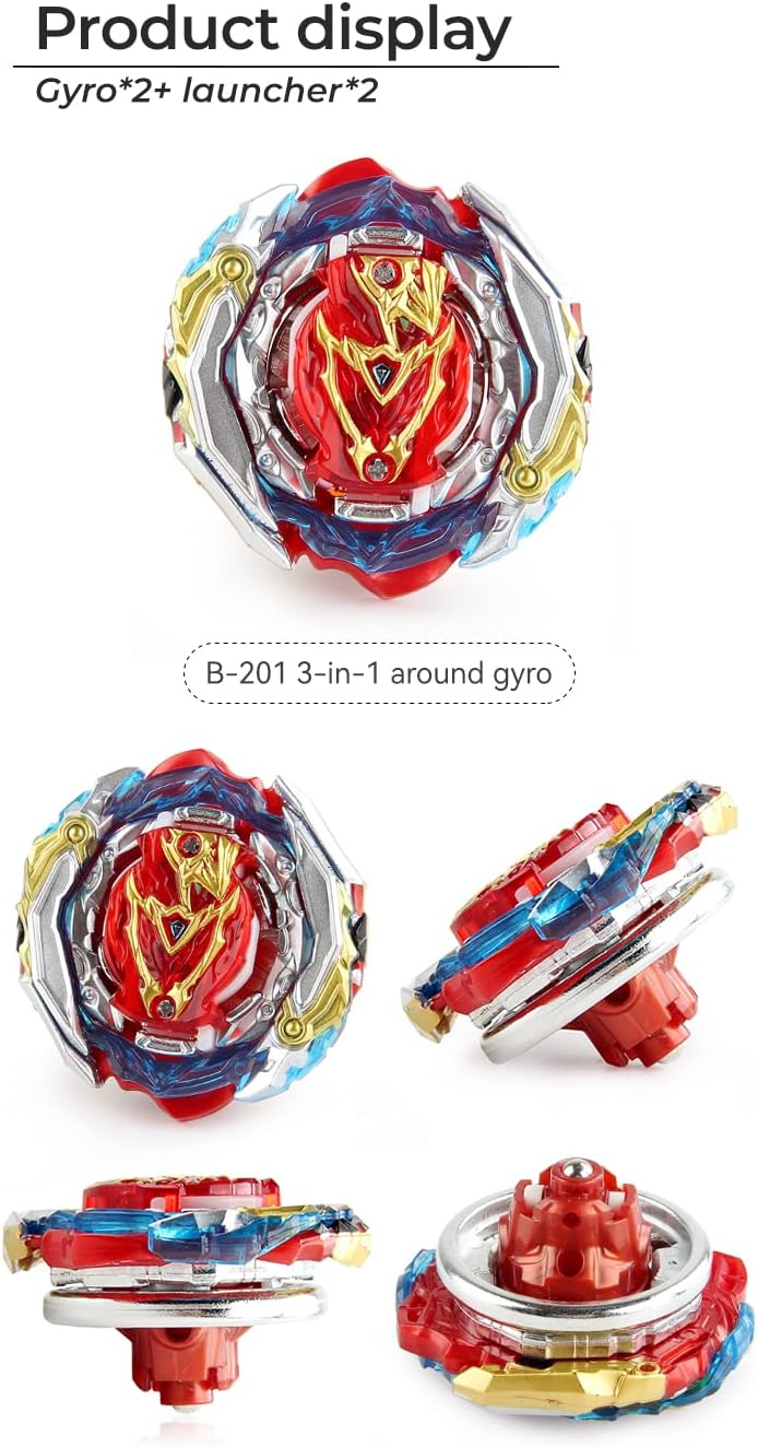 OBEST Toupie Spinners Burst avec Lanceur et Valise de Transport, B
