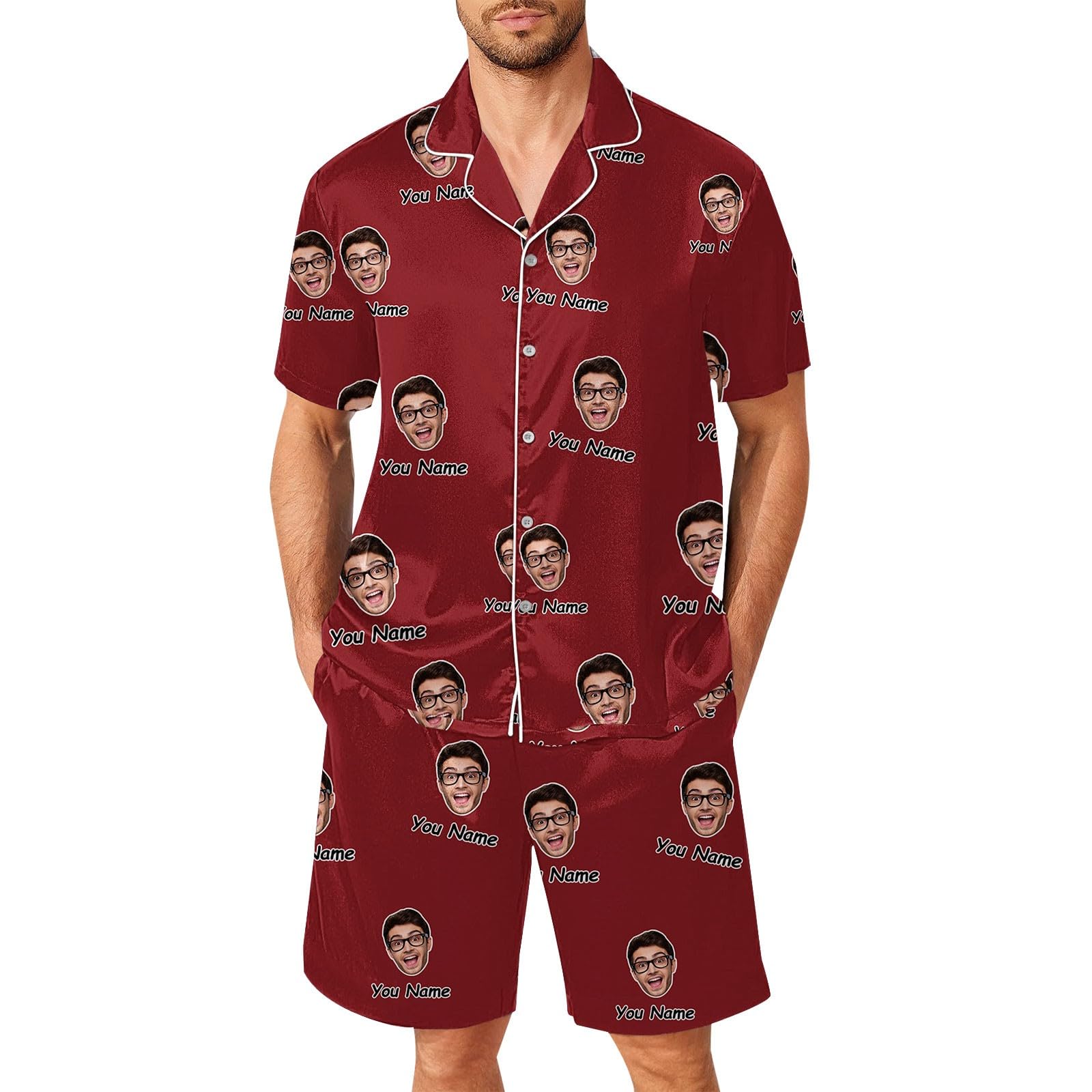 Generisch Conjunto de pijama de invierno pantalones divertidos para hombres y mujeres parejas a juego unisex nombres personalizados albornoz corto