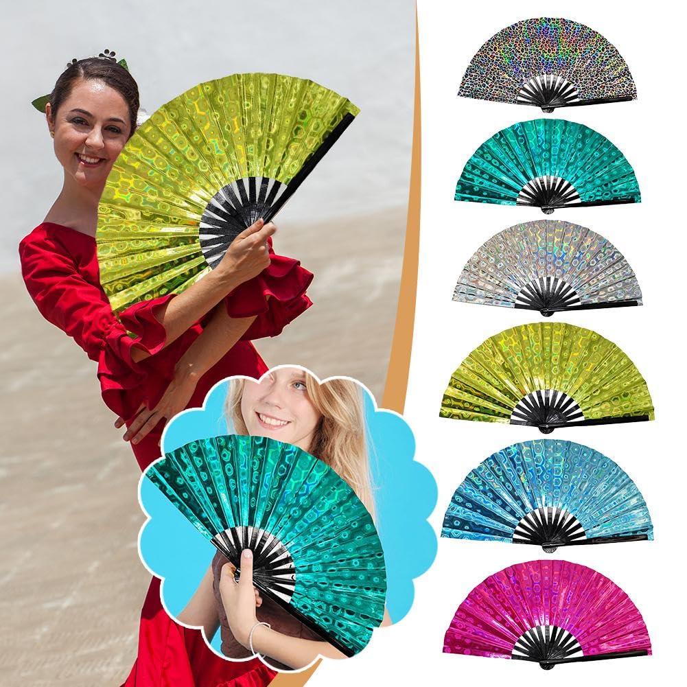 5-Pack Line Dancing Fans - Popping Clacking Hand Fans For Performances, Weddings, And Dance Groups (Mixed Colors)