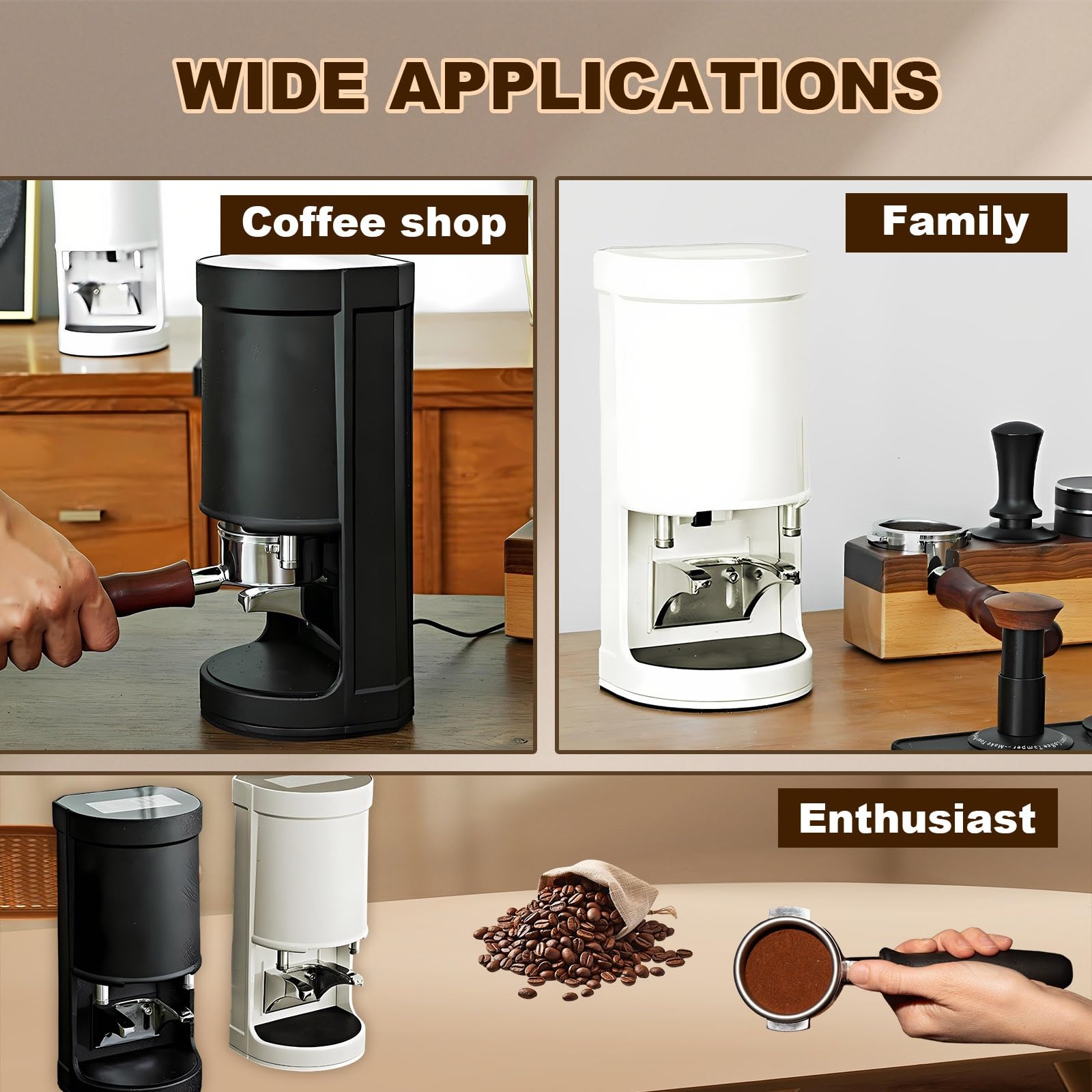 Prasa Do Kawy Espresso Automatyczny Tamper Do Kawy, Elektryczny Tamper Espresso, łatwy W Czyszczeniu, Do Gastronomii I Zastosowań Domowych(Threaded base Black)