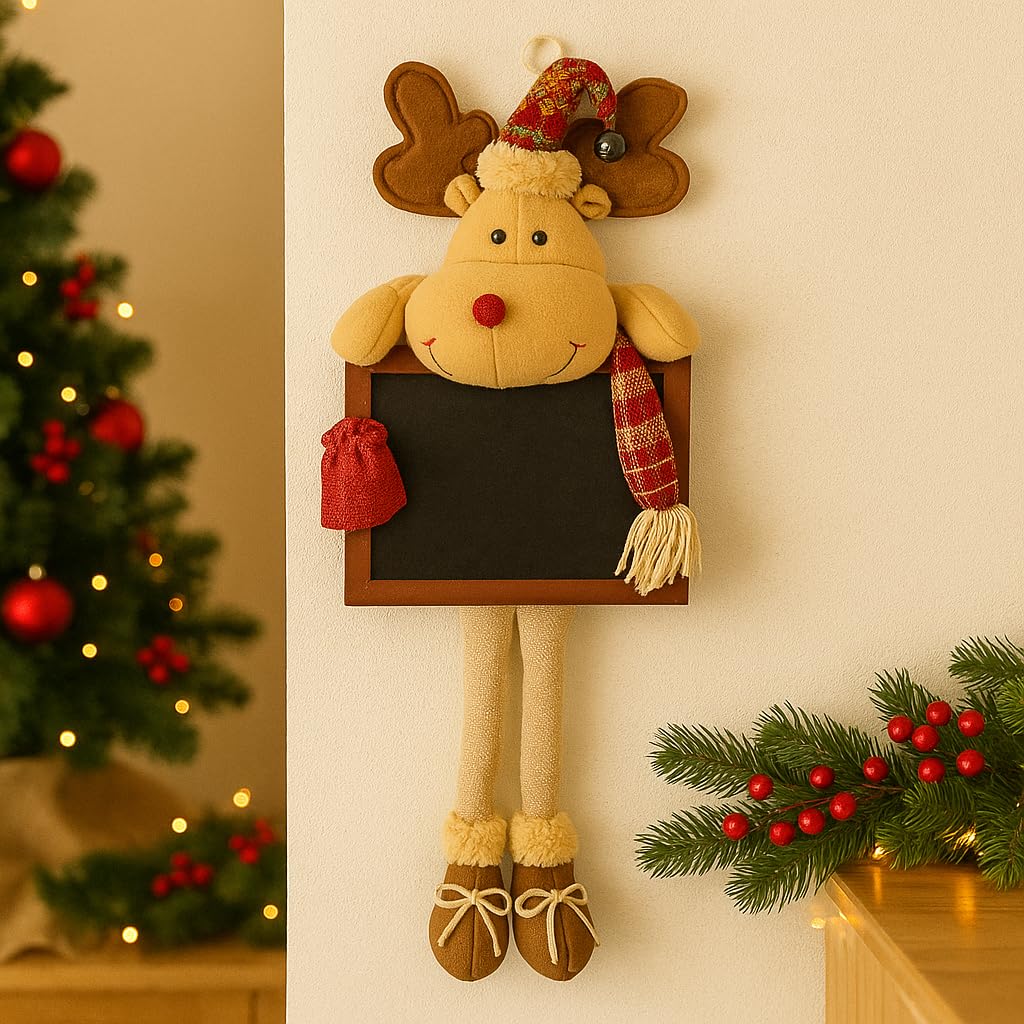Marco Paul Christmas Countdown Ornament with Chalkboard - Hanging Reindeer Decoration for Wall - Reusable Christmas Countdown Calendar Reindeer Advent Calendar