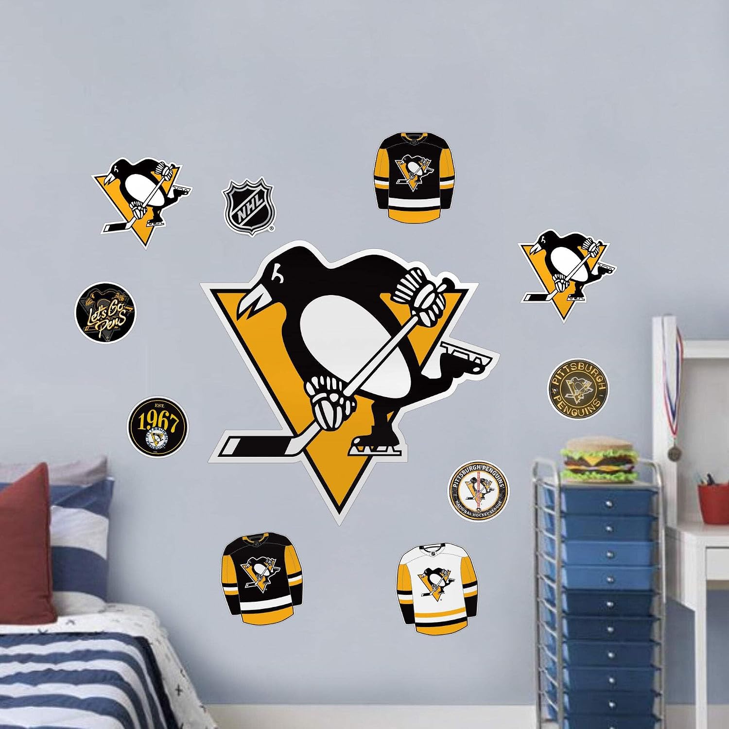 Sports Decor Pittsburgh Penguins Repositionable Wall Decal Set - Team Logos