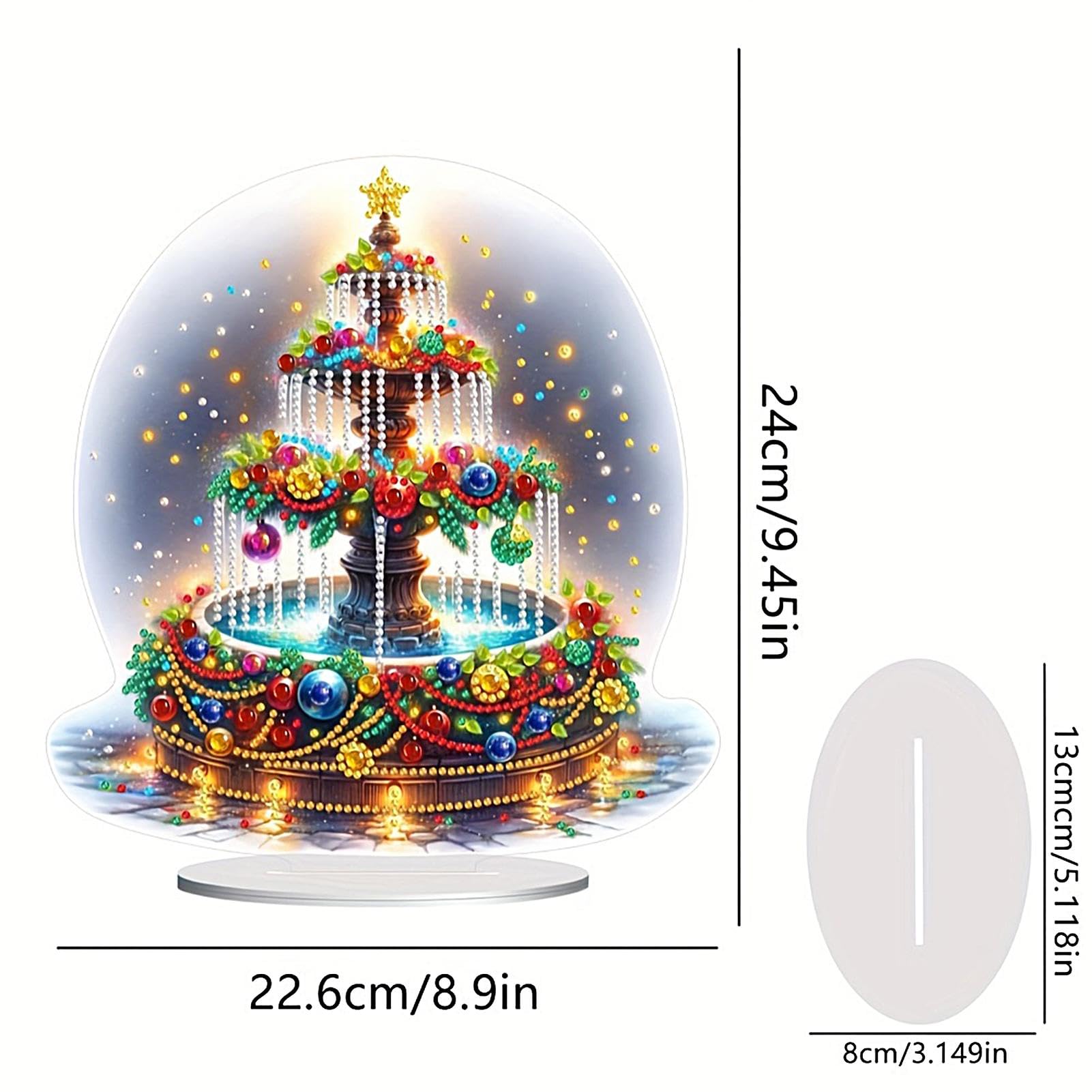 Decorazione natalizia con gemme - Kit di pittura artistica con gemme da | tavolo, ornamenti da tavolo con gemme a tema natalizio, ornamenti da scrivania per casa, soggiorno, arte con strass per adult