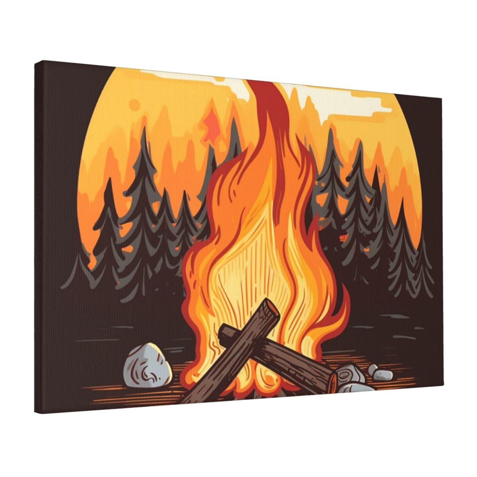 FodPand Canvas Wall Art for Living Room Wall Decor 16"x24" Modern Artwork Painting Pictures Hanging Canvas Prints Bonfire Aesthetic Wall Art for Bedroom Bathroom Office Wallart Decor