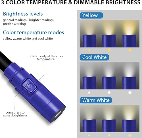 Miniatura 3 de LUXJET Regalo ideal para amantes de los libros, luz de lectura de cuello para lectura manos libres, 3 modos de color, batería de 80 horas, luz