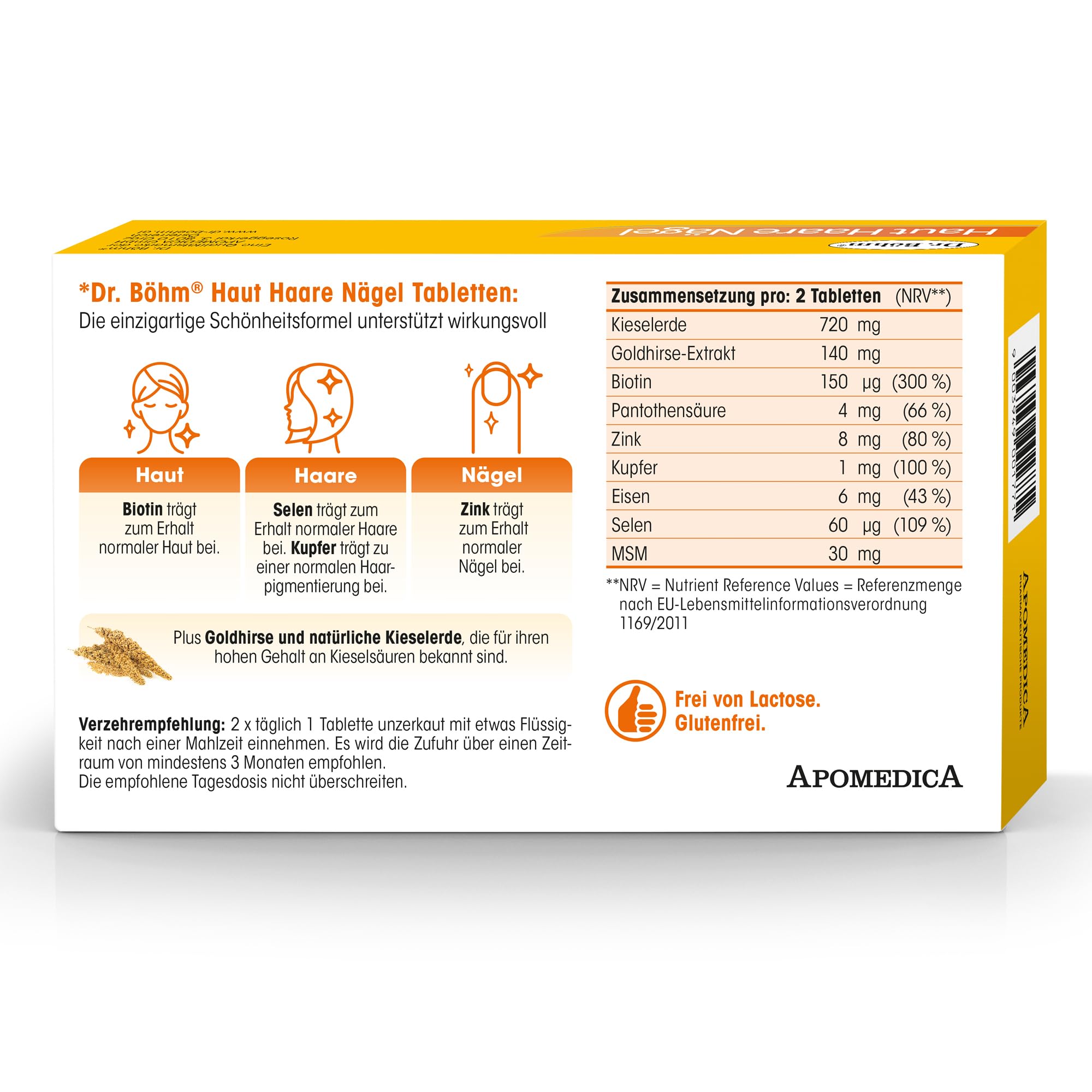 Dr. Böhm Haut Haare Nägel: Vitamine & Nährstoffe für Haut, Haare & Nägel, mit Silizium aus Goldhirse & Kieselerde, Selen, Biotin, Zink, 60 Tabletten