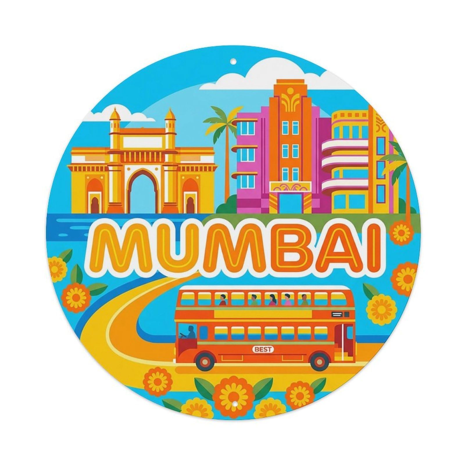 Travel Retro India Mumbai Metal Tin Sign