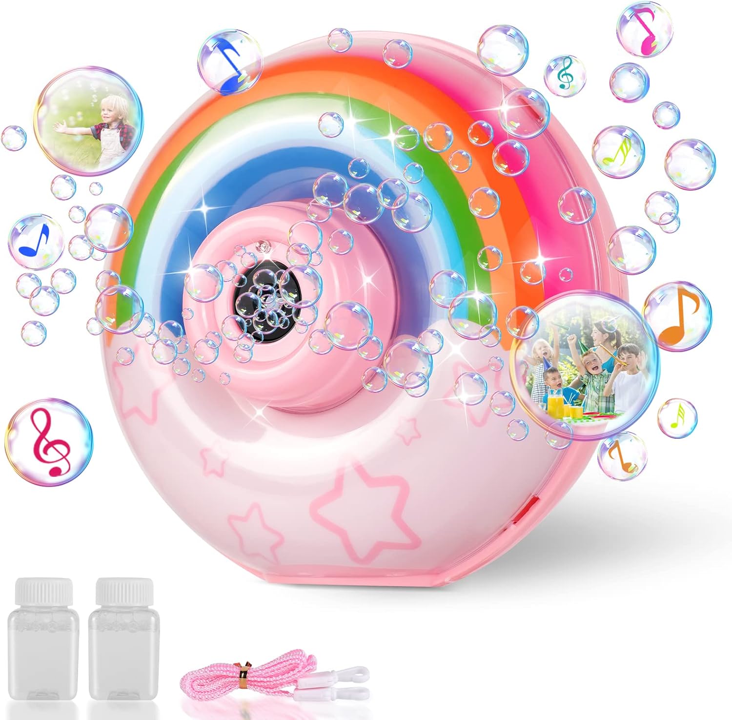 Jiosdo Bubble Machine, Rainbow Bubble Machine for Kids, Thousands of