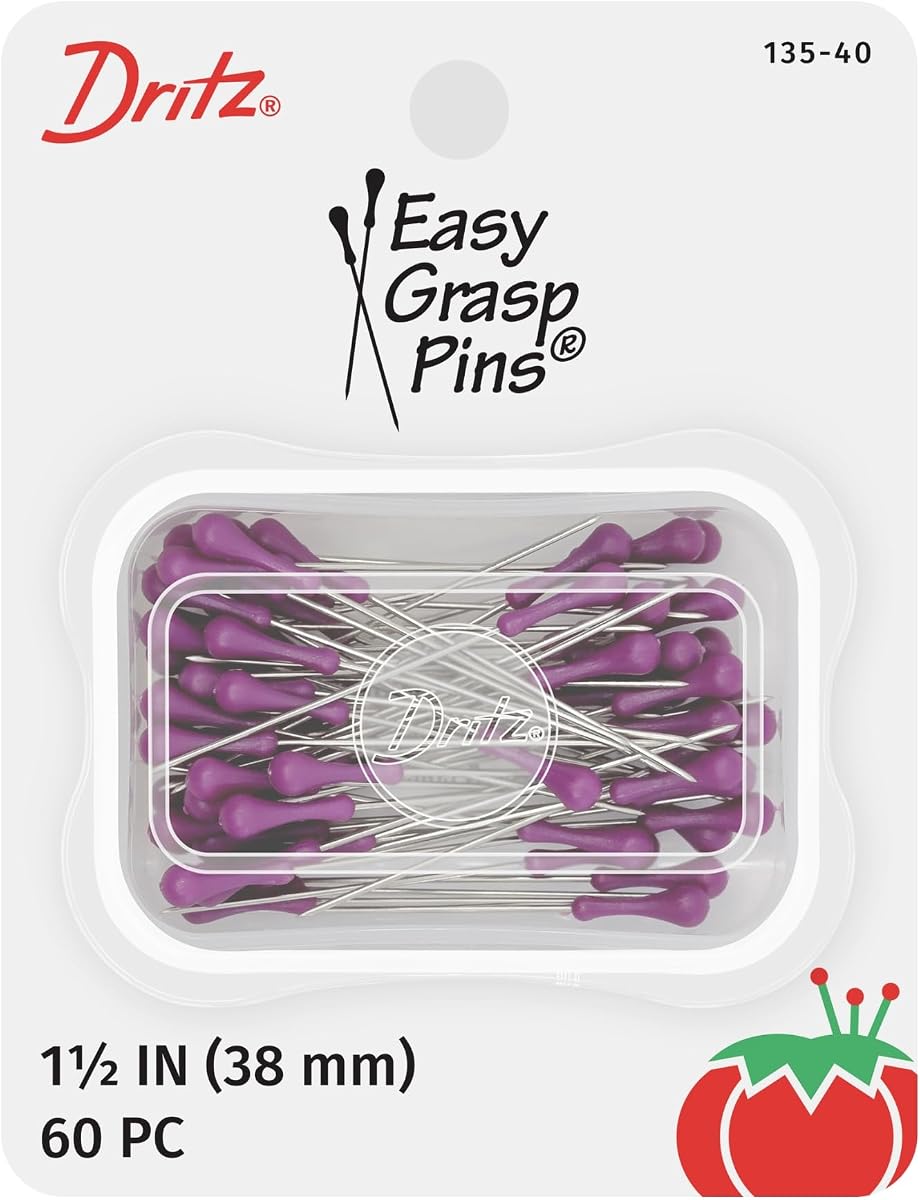 Dritz 135-40 Easy Grasp Pins, 1-1/2-Inch (60-Count) , Purple