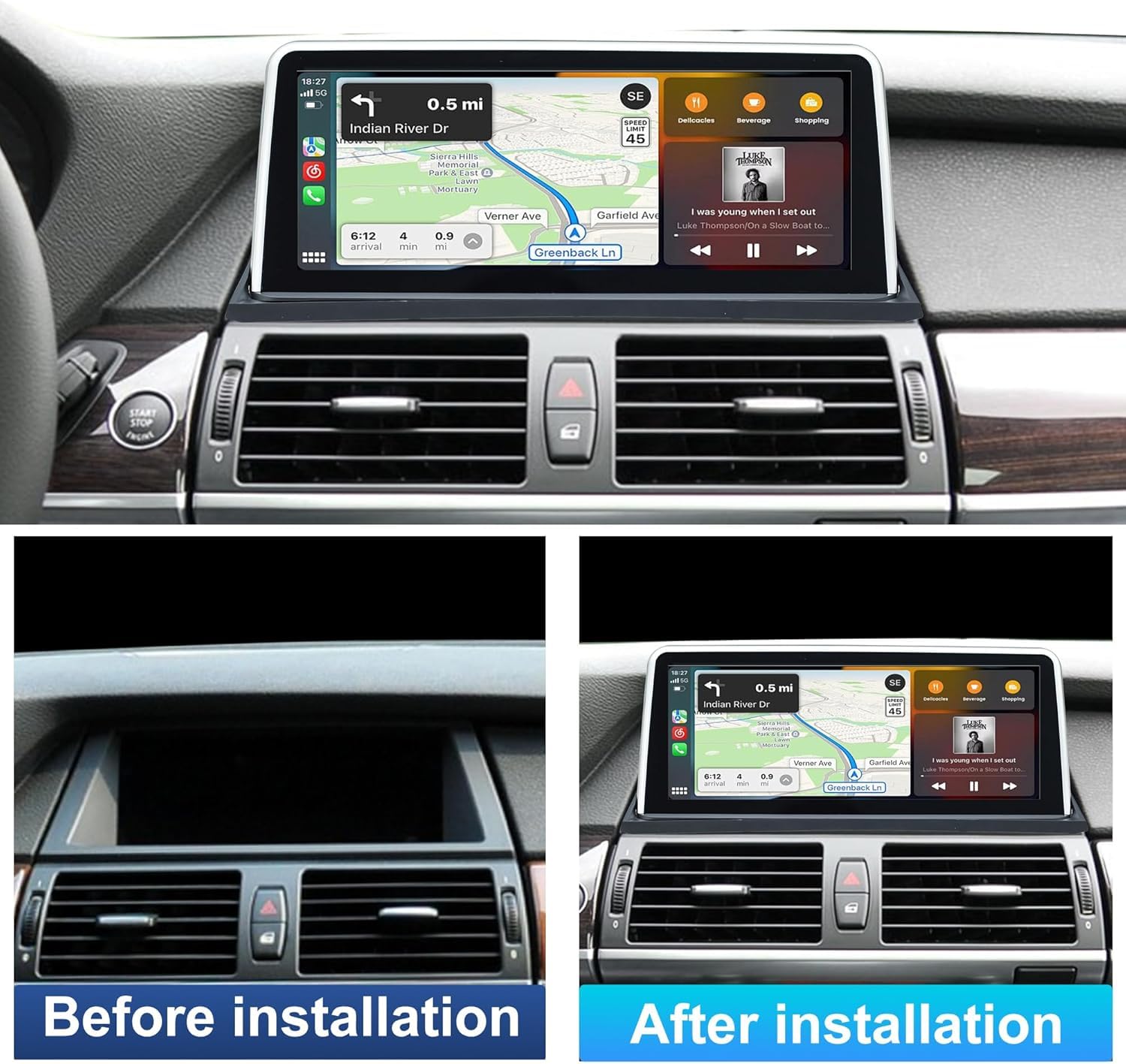 10,25-Zoll-Android-Autoradio für BMW X5 X6 E70 E71 (2007–2010) CCC-System kabelloses Carplay Android Auto, iDrive, Bluetooth, 4G/WiFi, [4+64G]