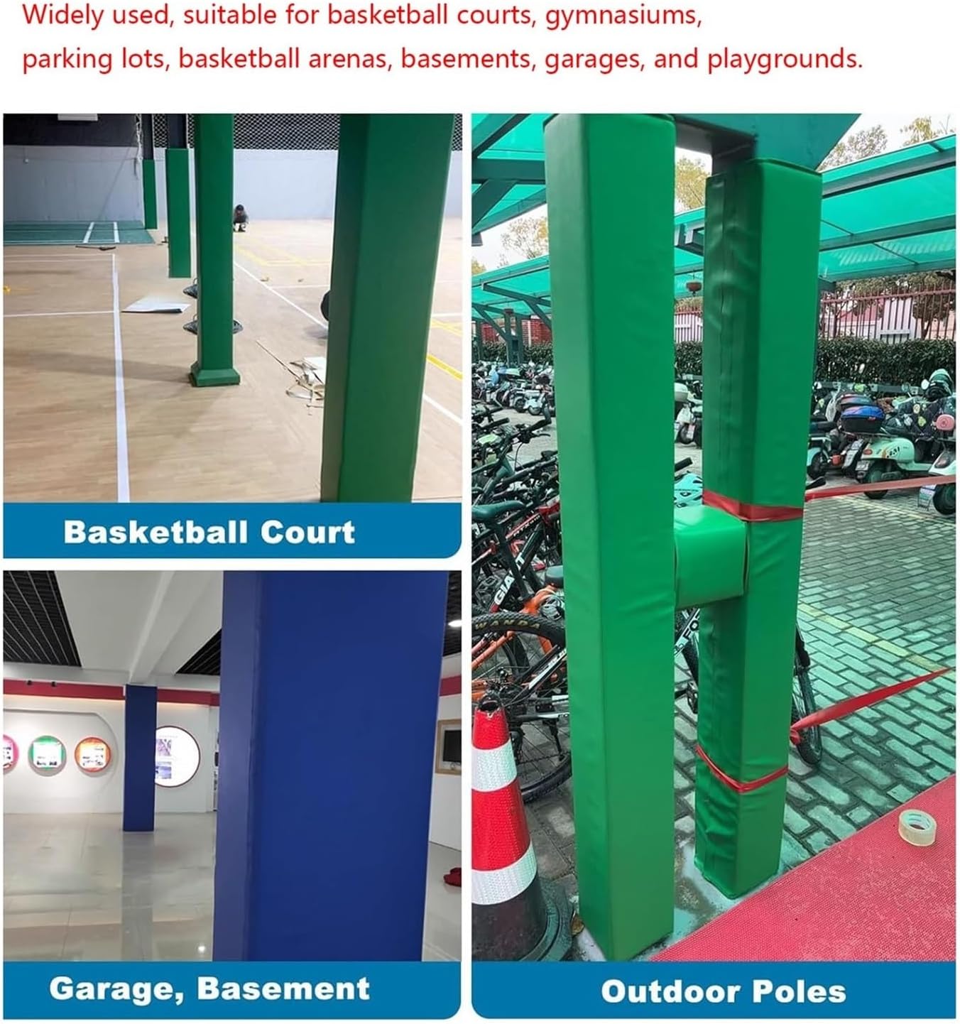 Square Basketball Crash Cushion Pole Pads, Height: 180 cm/71in, Waterproof Garage All Weather Pad, Basketball Hoop Pad, for Playground/Basement Columns/Gym