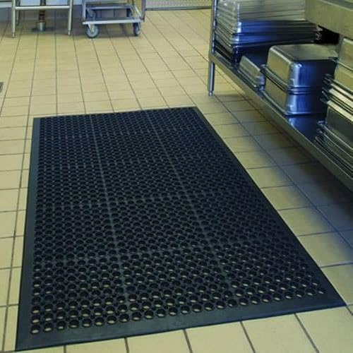 Miniatura 3 de Alfombrilla de piso resistente antifatiga para barra de cocina, drenaje de goma, color negro, 36 x 60 pulgadas