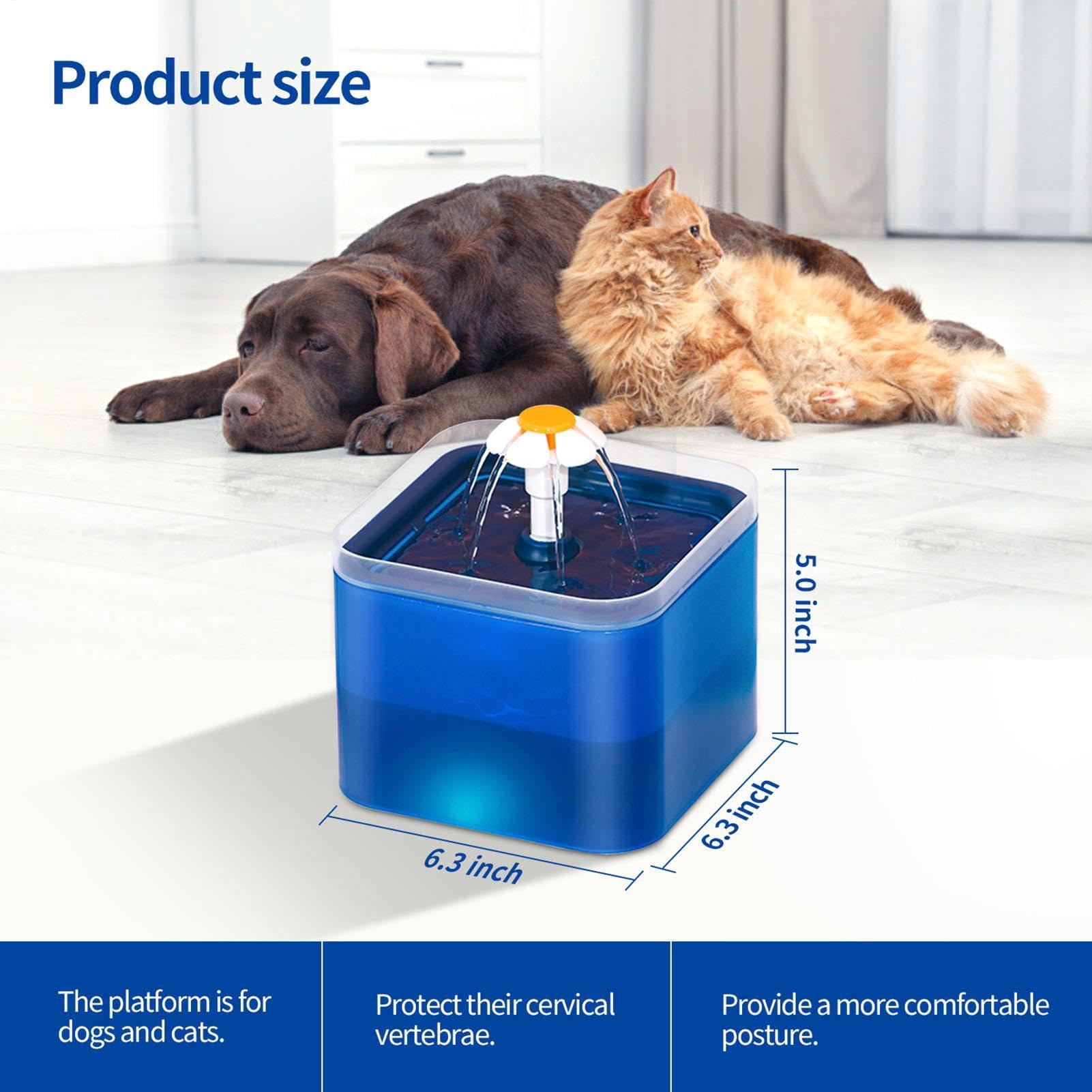 Fontana d'acqua per gatti, 2 l, distributore di acqua a LED, silenziosa