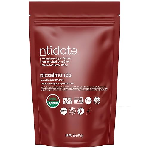 Ntidote Pizzalmonds - Almendras con sabor a pizza, una manera perfecta de refrigerios Bocadillos saludables, deliciosos, a base de plantas, veganos