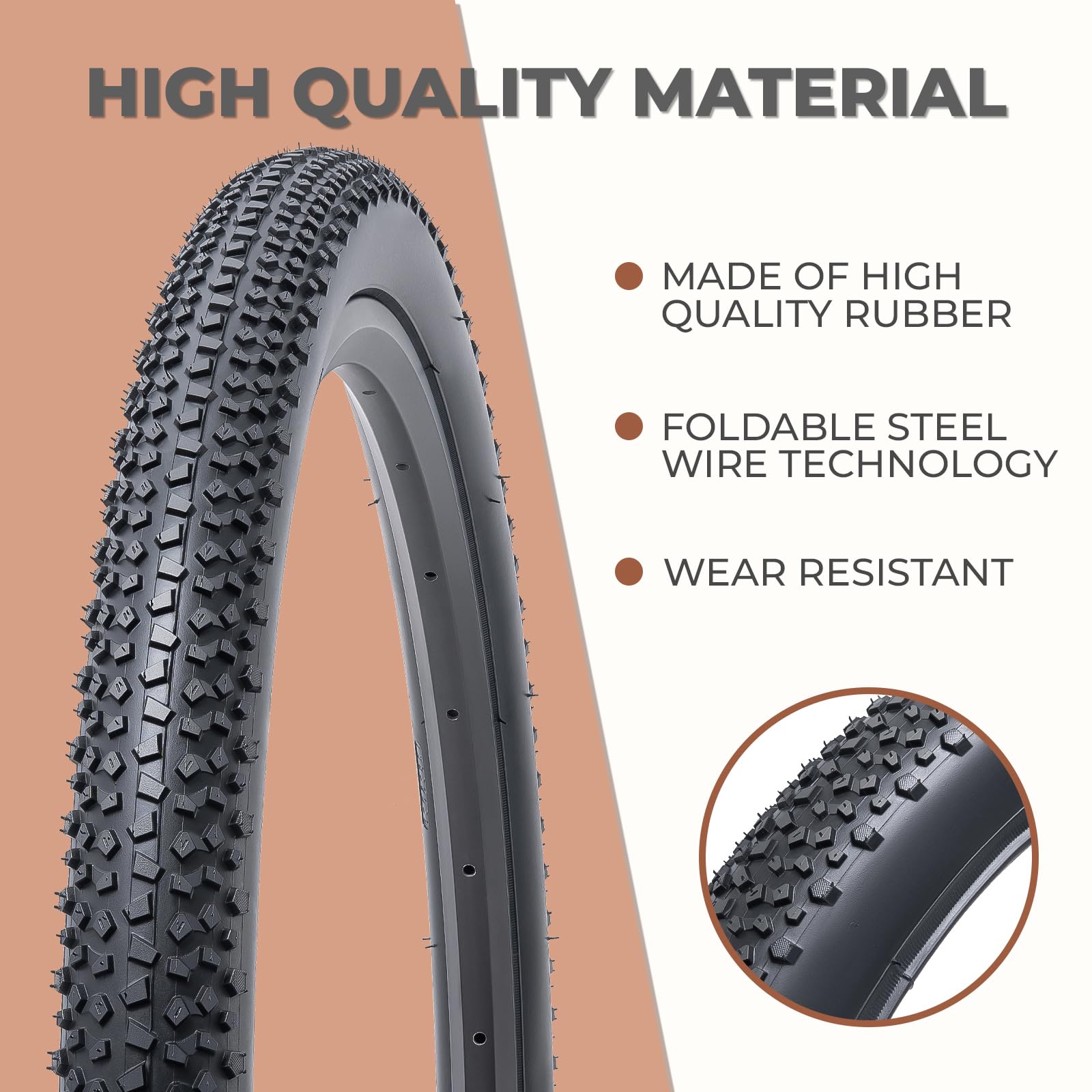 2Pcs 26X2.10 Fahrradreifen 26 Zoll Reifen 26 x 2.10 Fahrradmantel 54-559 kompatibel Rennräder/Citybikes 26X2.10 Faltbar Fahrradreifen
