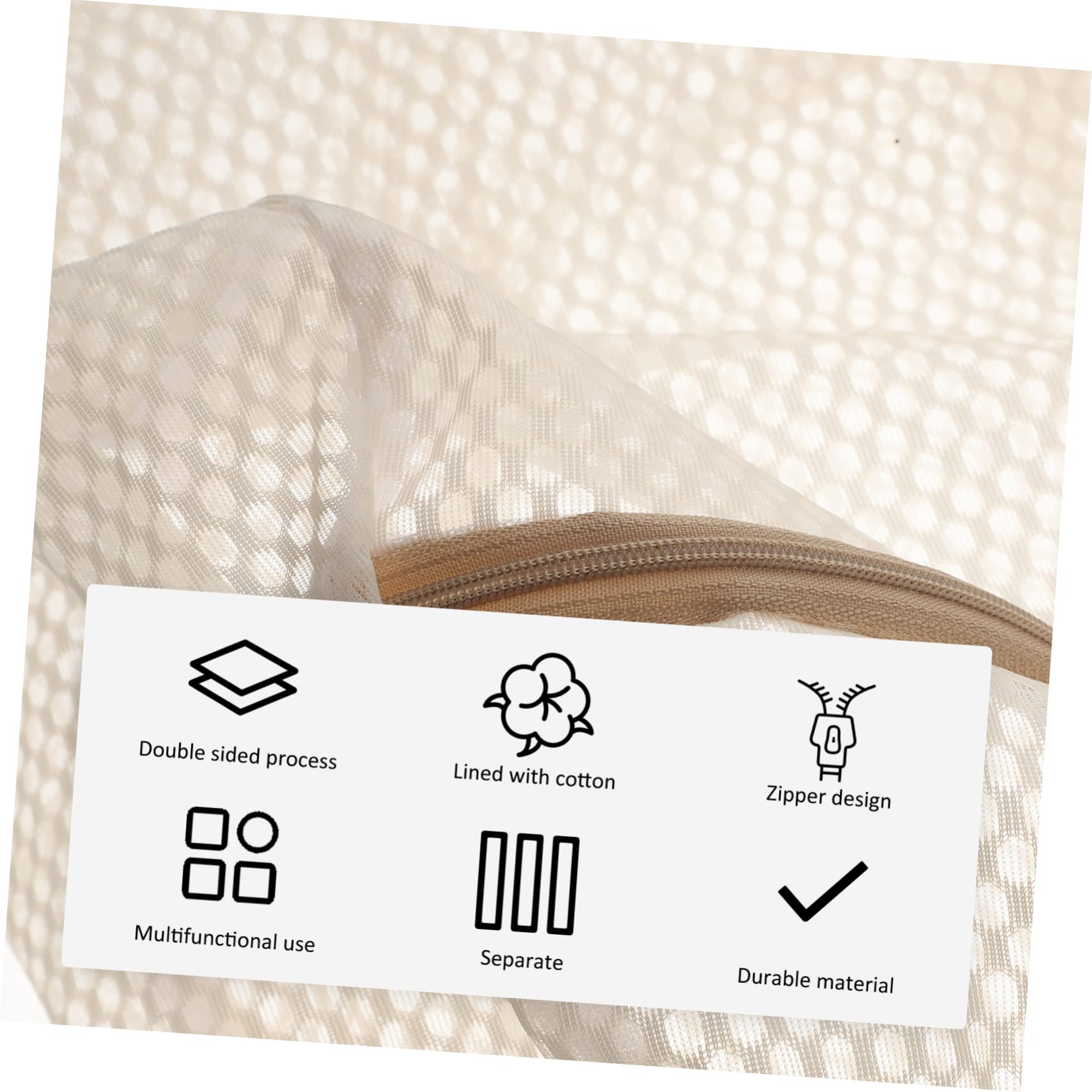 Set 6 Sacchetti per Bucato in Poliestere Beige, Protezione per Biancheria Intima e Reggiseni, Sacchetti Rete Delicati per Lavatrice e Lavaggi Precisi