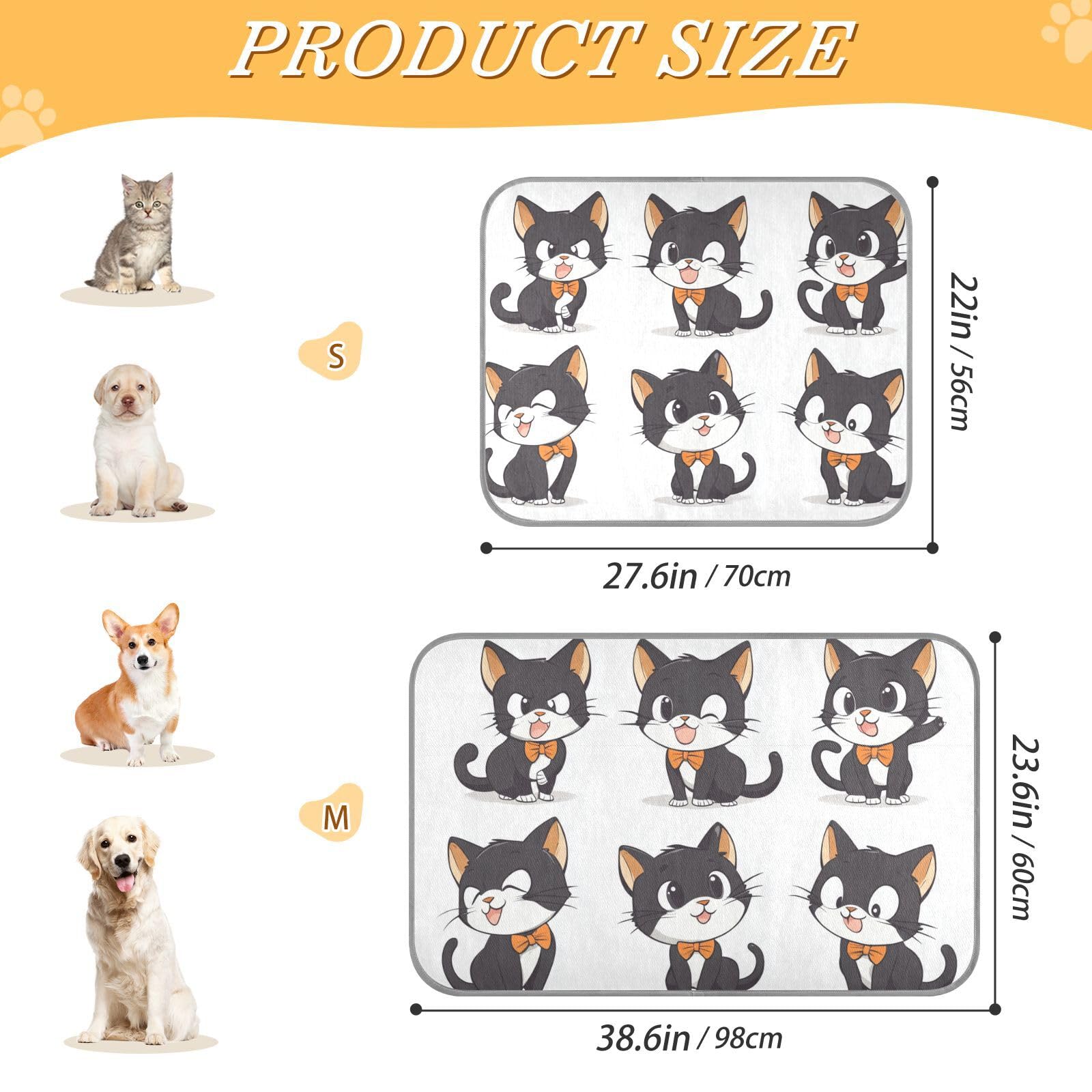 siphylline Cartoon Cute Cats Black Summer Outdoor Cooling mat Self Cooling cat Bed for Outside for Rabbits cat Outdoor Comfy tapete refrescante para mascotas S