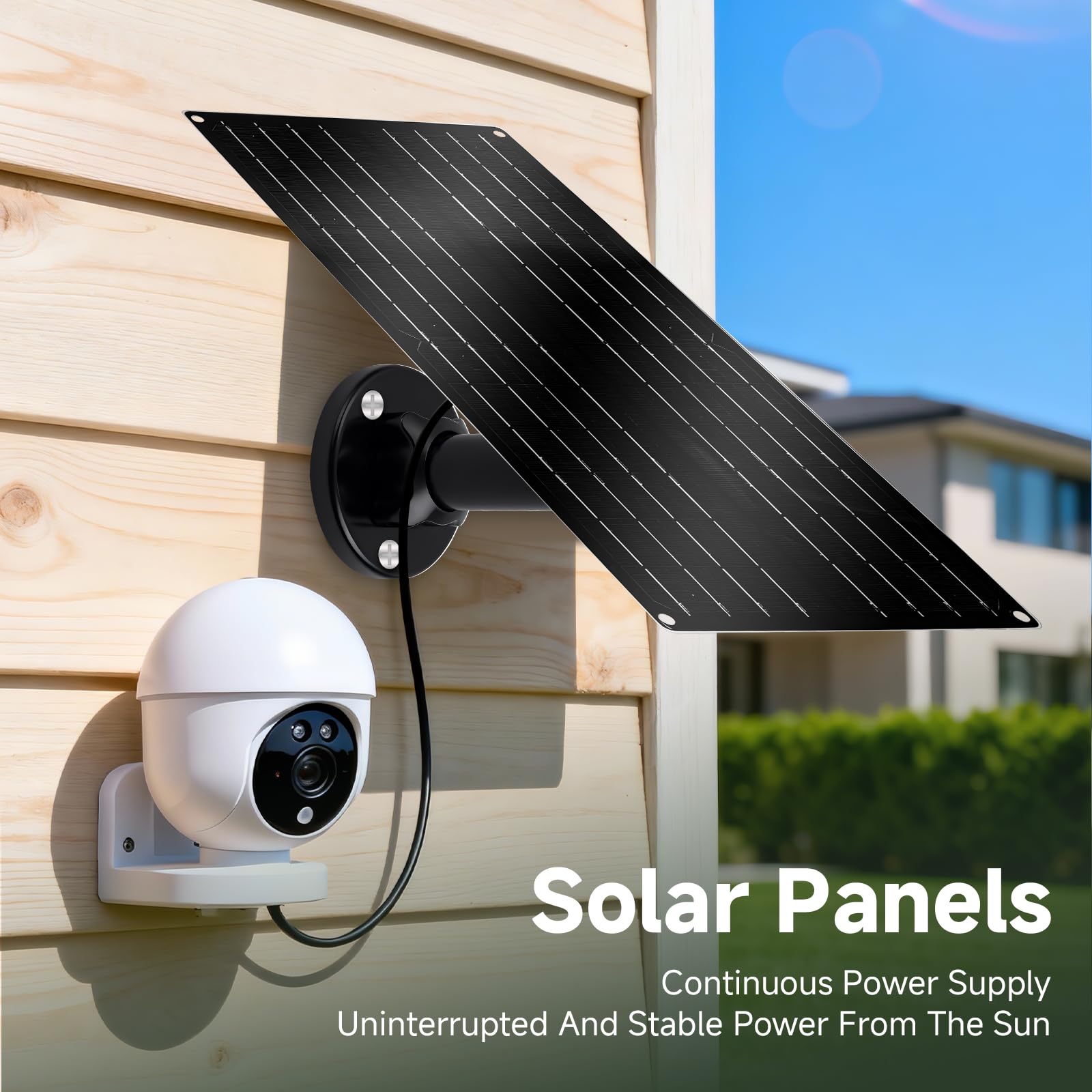 Pannello solare ad alta potenza da 12 W per telecamera di sicurezza, caricatore solare USB-C da 5 V con adattatori micro USB e barile, resistente alle intemperie per il monitoraggio continuo di casa e