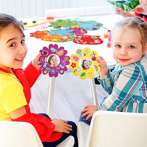 Miniatura 6 de Glenmal Paquete de 36 kits de manualidades de primavera para niños, marco de fotos de bricolaje con 432 calcomanías de primavera, plantas, flores,