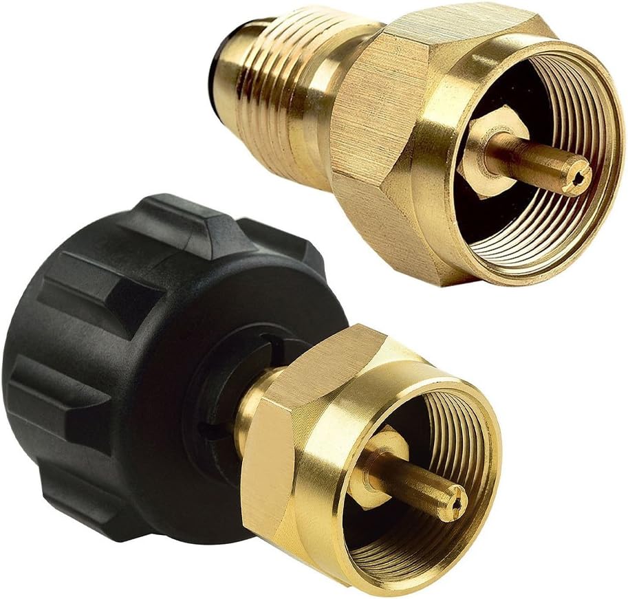 SHINESTAR Propane Refill Adapter Set Universal for QCC1 / POL Propane Tank and 1 LB Small Disposable Bottle - Solid Brass, 2 Pack