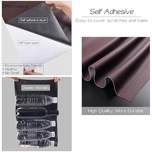 Miniatura 58 de Parche de reparación de cuero grande de 17 x 79 pulgadas, cinta autoadhesiva de reparación de cuero, parches de cuero para muebles de sofá, sillas