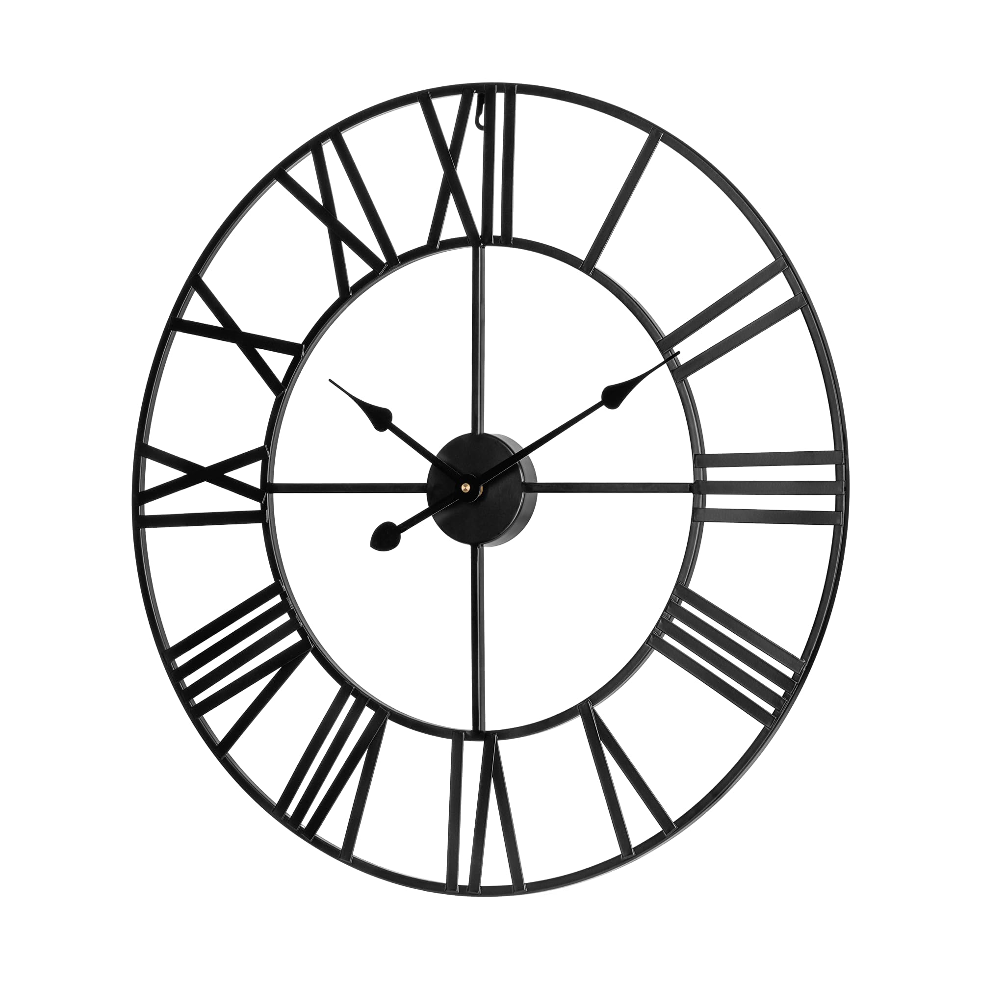 Teesa Orologio Da Parete Analogico Grande, Diametro 60 Cm, Alluminio Nero Con Numeri Romani, Movimento Al Quarzo, Profondità 4,5 Cm - 2