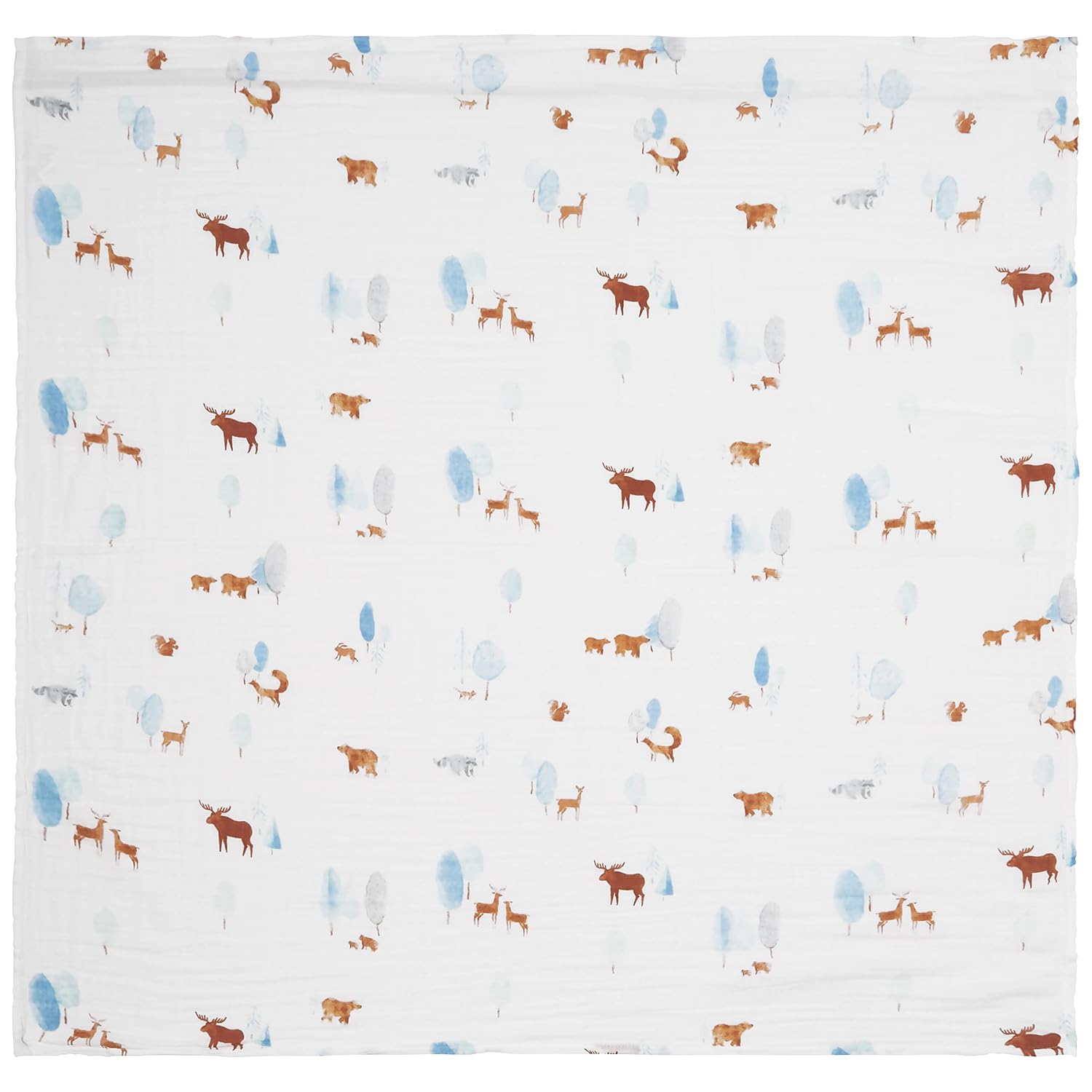 C.R. Gibson BLAN-22580 Woodland Animals 100% Cotton Muslin Gender Neutral Swaddle Blanket for Newborns, 40" W x 40" L, Multicolor image 4