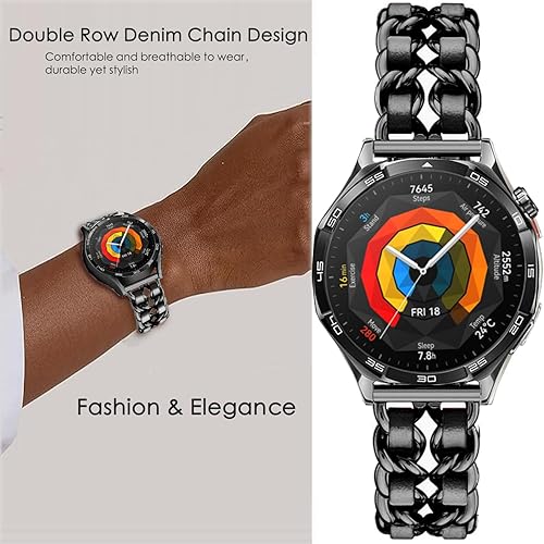 Miniatura 2 de Correas compatibles con Galaxy Watch de 1.811in, correa de cadena de metal de acero inoxidable de 0.866in, repuesto para Samsung Gear S3