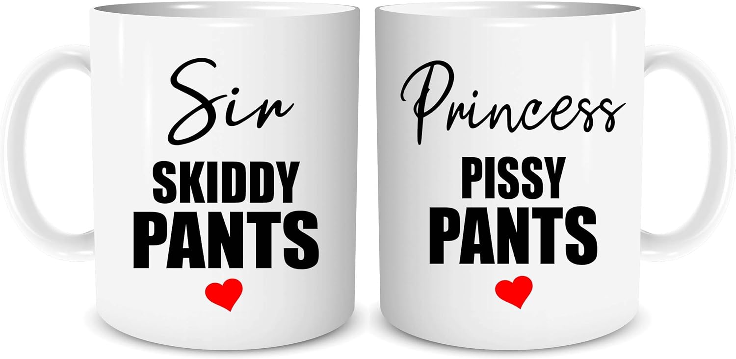 Set of 2 Mugs Funny Rude Couples Mug Gift Housewarming Present Mr and