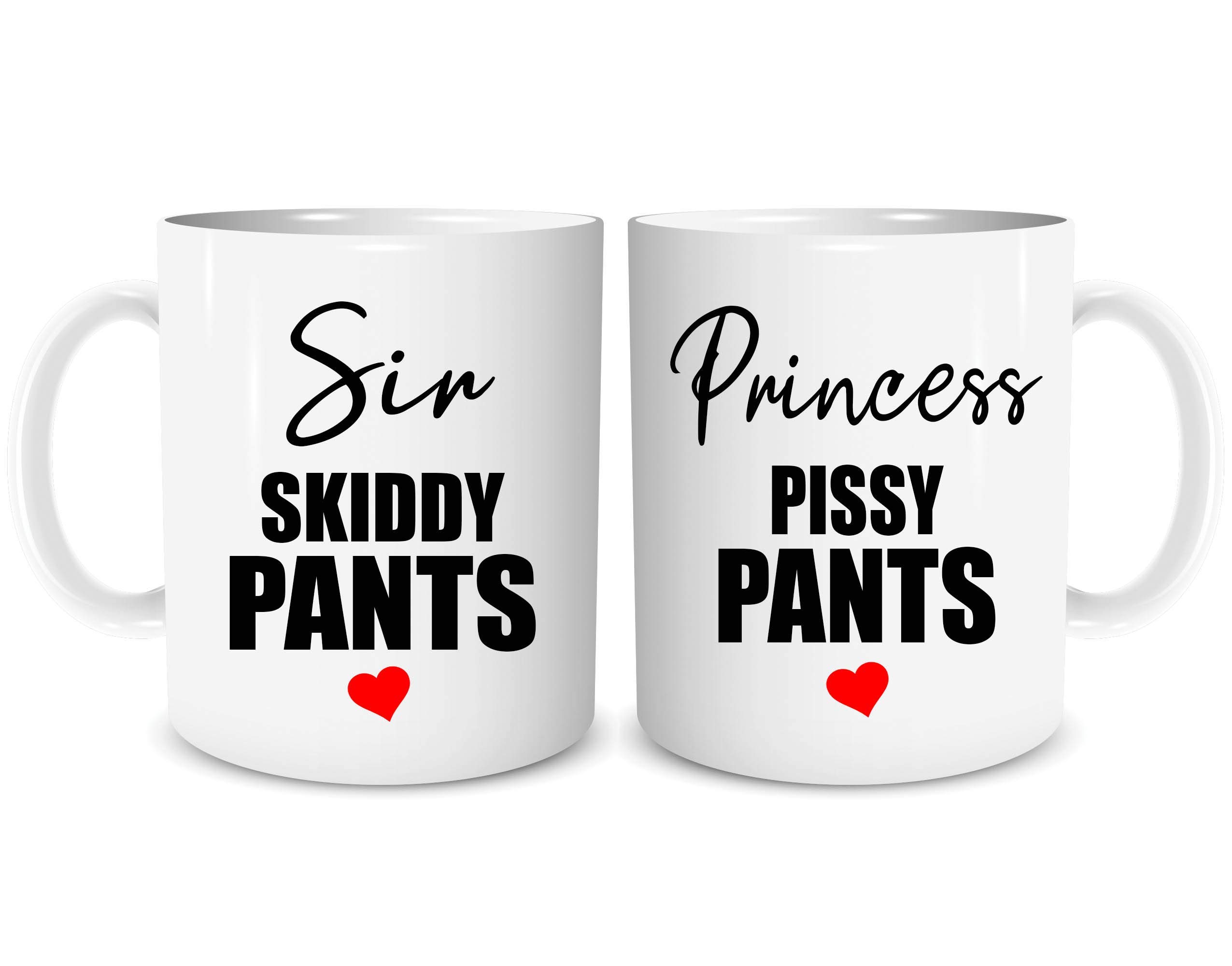 Peachy Antics White Set Of 2 Mugs Funny Rude Couples Mug Gift Housewarming Present Mr And Mrs Coffee Tea Cup Mugs Sir Skiddy Pants Princess Pissy Pants His And Hers Wsdmug1853