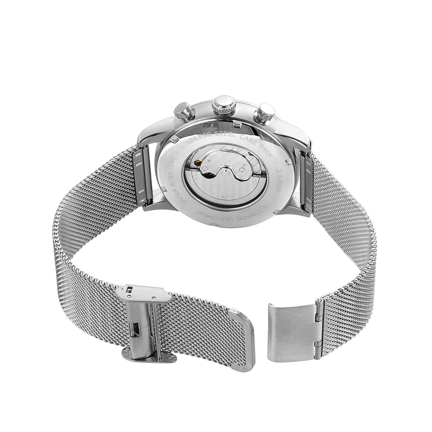 Herren-Armbanduhr Automatisch Mechanisch Analog, Seagull-Uhrwerk Automatische Datumsanzeige Gangreserve-Anzeige Edelstahlband Business-Armbanduhr