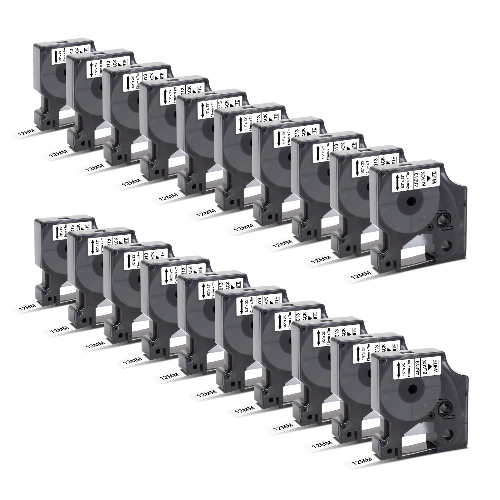 20x Kompatibel für Dymo D1 Etikettenband 12mm x 7m 45013 A45013 S0720530 Schwarz auf Weiß Schriftband für Dymo Gerät LabelManager 160 210D 360D 280 420P 500TS PnP Labelpoint 250 150 100 200 350
