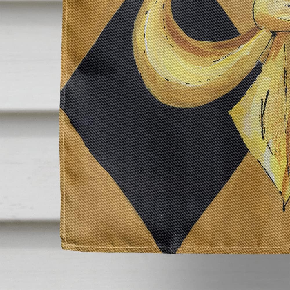 Caroline's Treasures 8125CHF Black and Gold Fleur de lis New Orleans House Flag Large Porch Sleeve Pole Decorative Outside Yard Banner Artwork Wall Hanging, Polyester, House Size, Multicolor