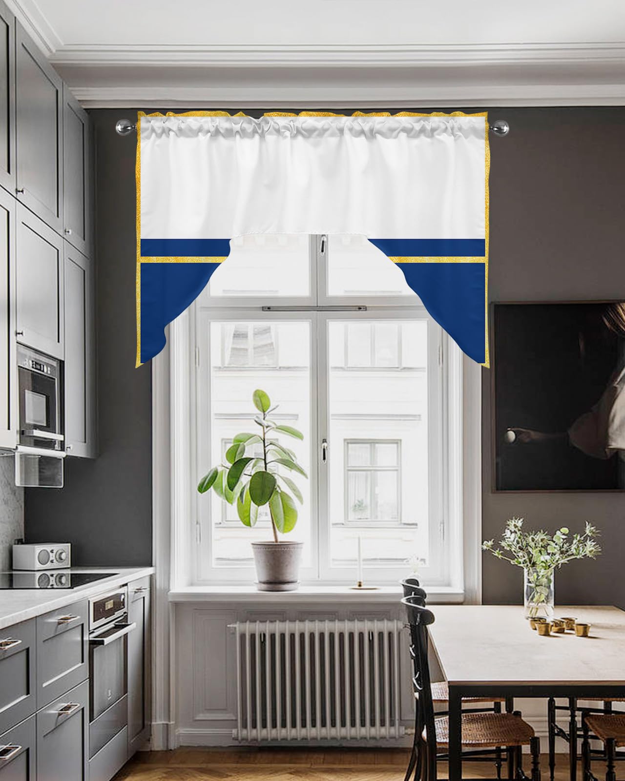 Amazon.com: Jolunifun Blue Yellow Swag Valance Kitchen Curtains