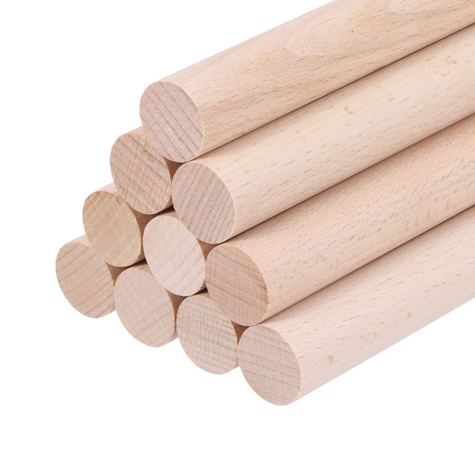 sourcing map Wooden Dowel Rods,14mmx100mm Round Wooden Rod Unfinished Solid Wood Sticks Crafts Wand for Arts Decoration, Craft and DIY Projects Wand,Pack of 10