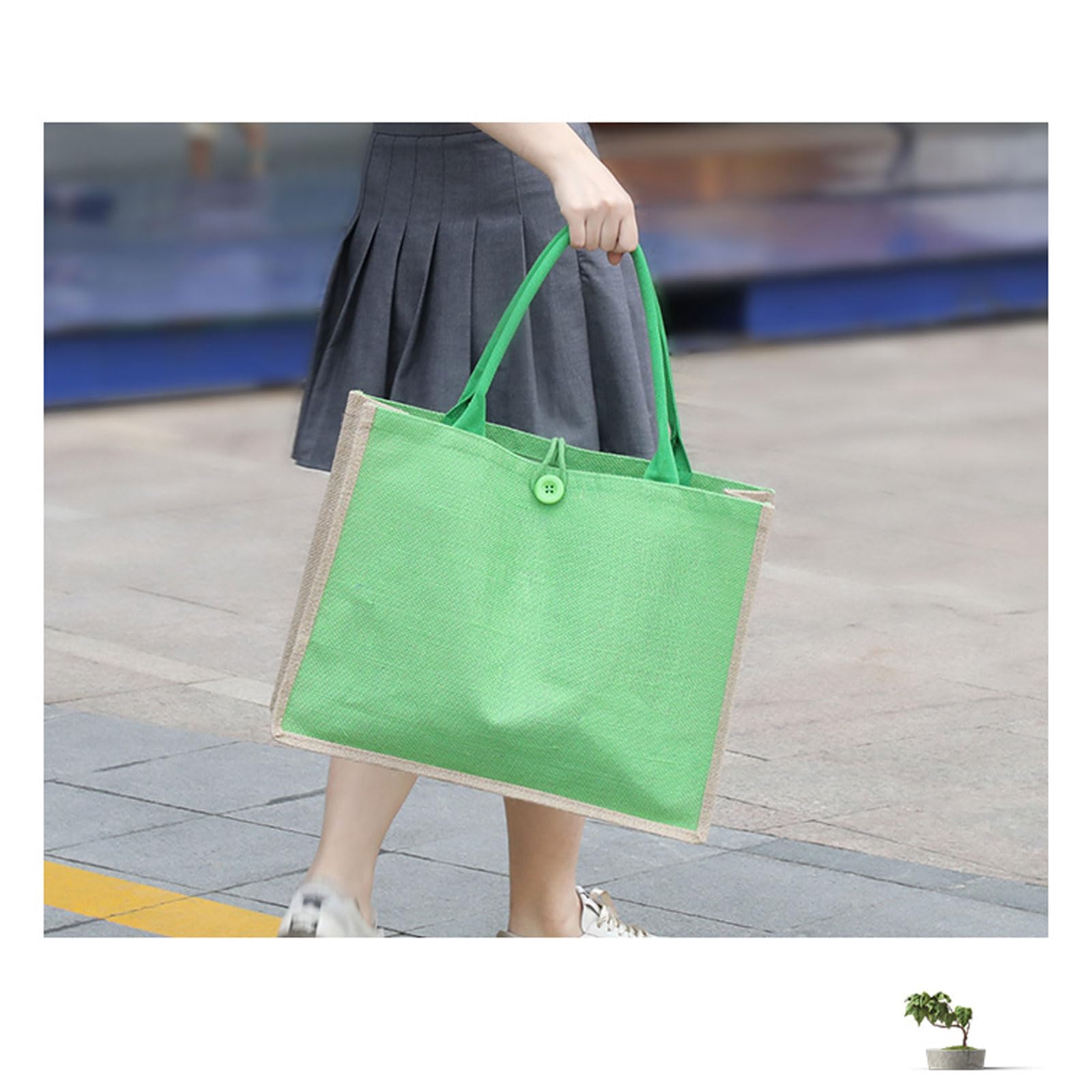 Torba na zakupy z juty, Torby na zakupy z juty Wielokolorowe Wiele rozmiarów Wielokrotnego użytku Oddychające Można prać Wodoodporne(Green a,45x35x14cm)