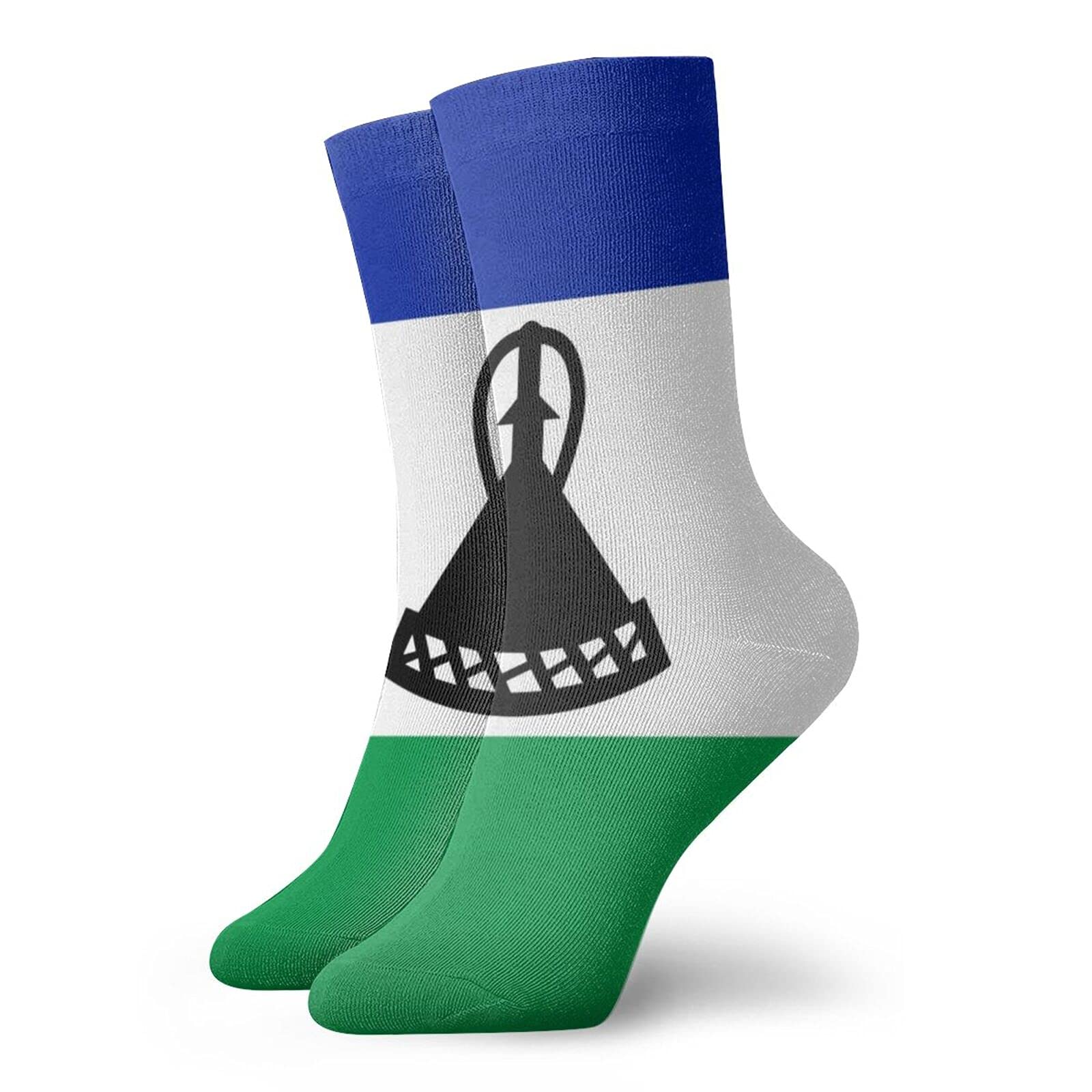 874 Women's Socks 1647 Sports Socks, Lesotho Flag Socks Recycled Work Socks Breathable Office Socks For Trekking Runing Basketball 40Cm