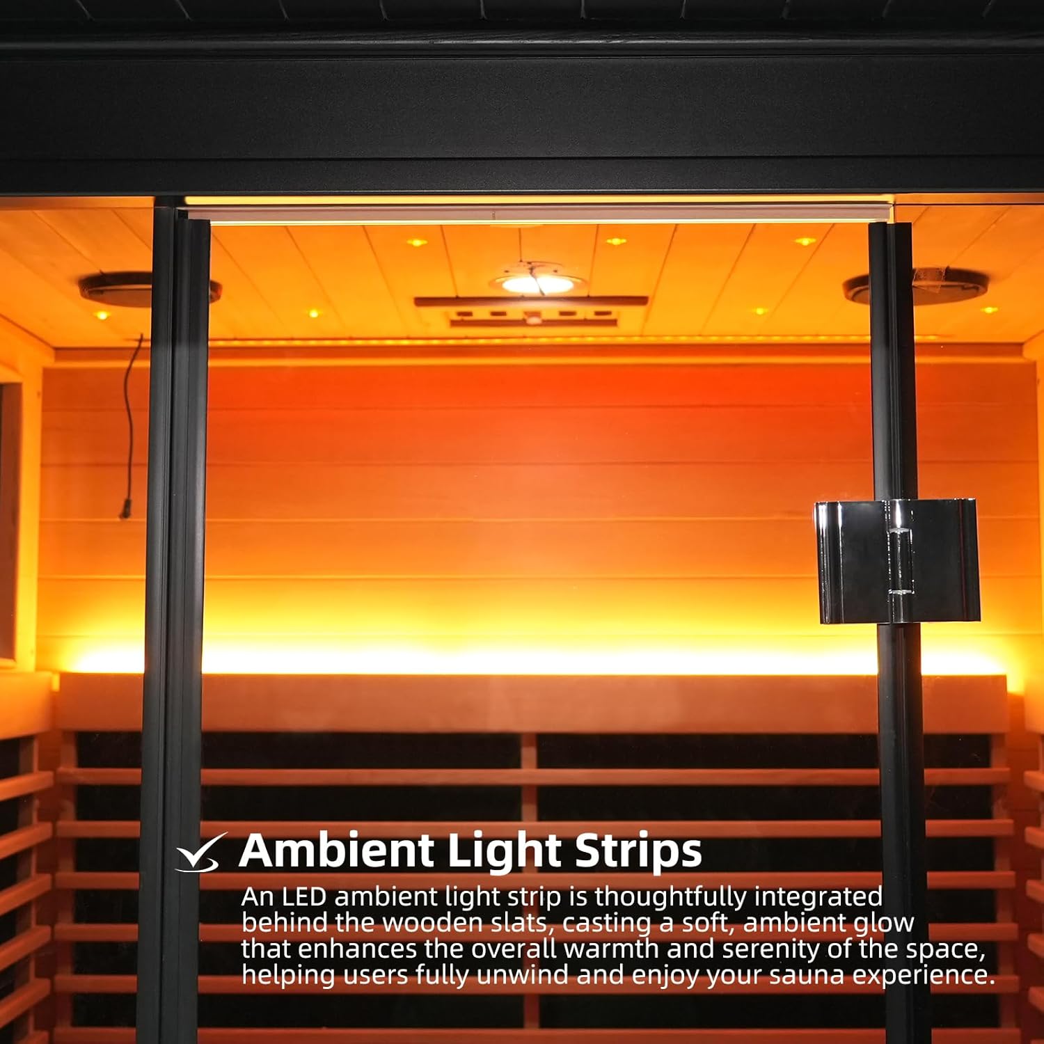 Gollense Black Outdoor Infrared Sauna 1 Person, Modern Design Canadian Hemlock & Aluminum Alloy Waterproof System, Wi-Fi Control, Ambient Light Strip, Speakers, 0-149 °F, 39.4 x 39.4 x 88.6in