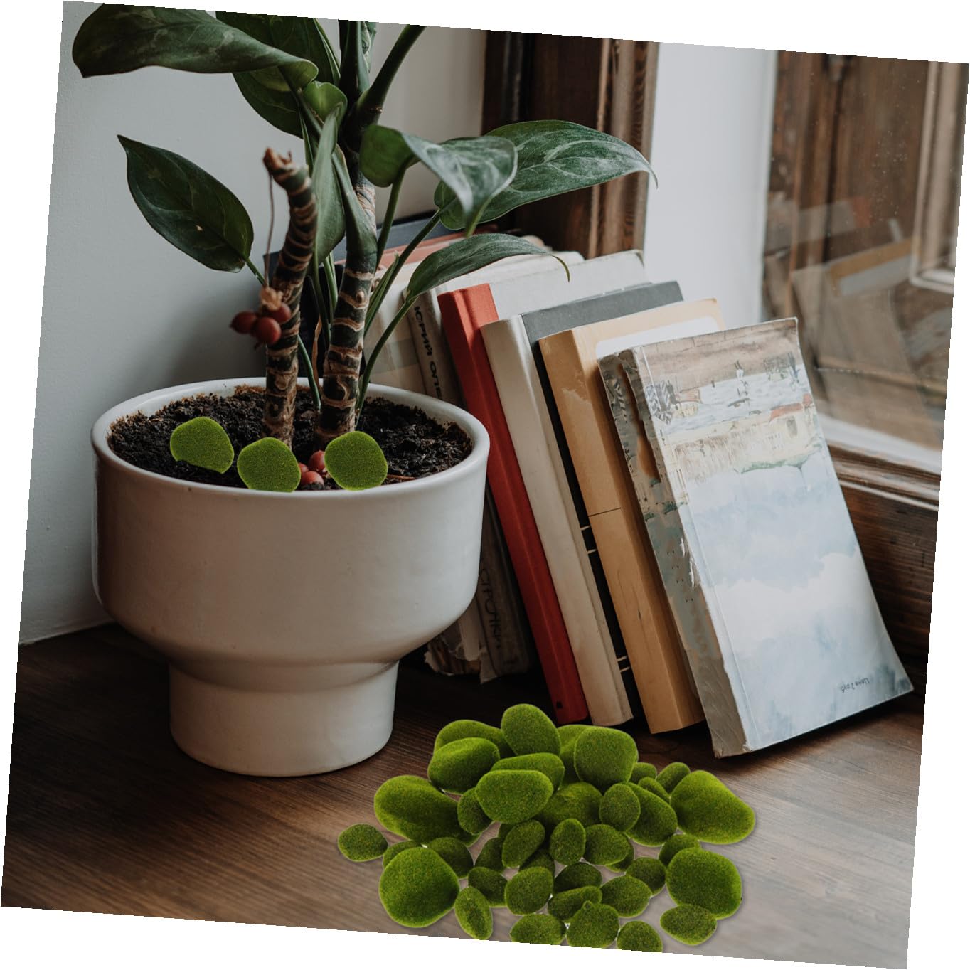 Cabilock 43 Piezas de Piedra Artificial Musgo, Adorno Decorativo de Espuma Verde para Pared de Fondo y Hogar, Estilo Creativo