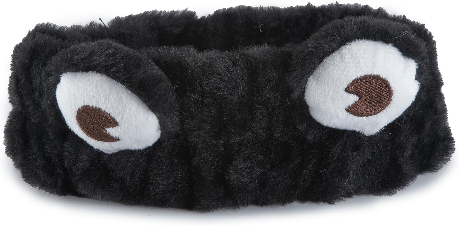 Jowmoy Frog Headband,Black Frog Eye Elastic Headband, Headband to Wash Face for Women Makeup Shower Spa Headband
