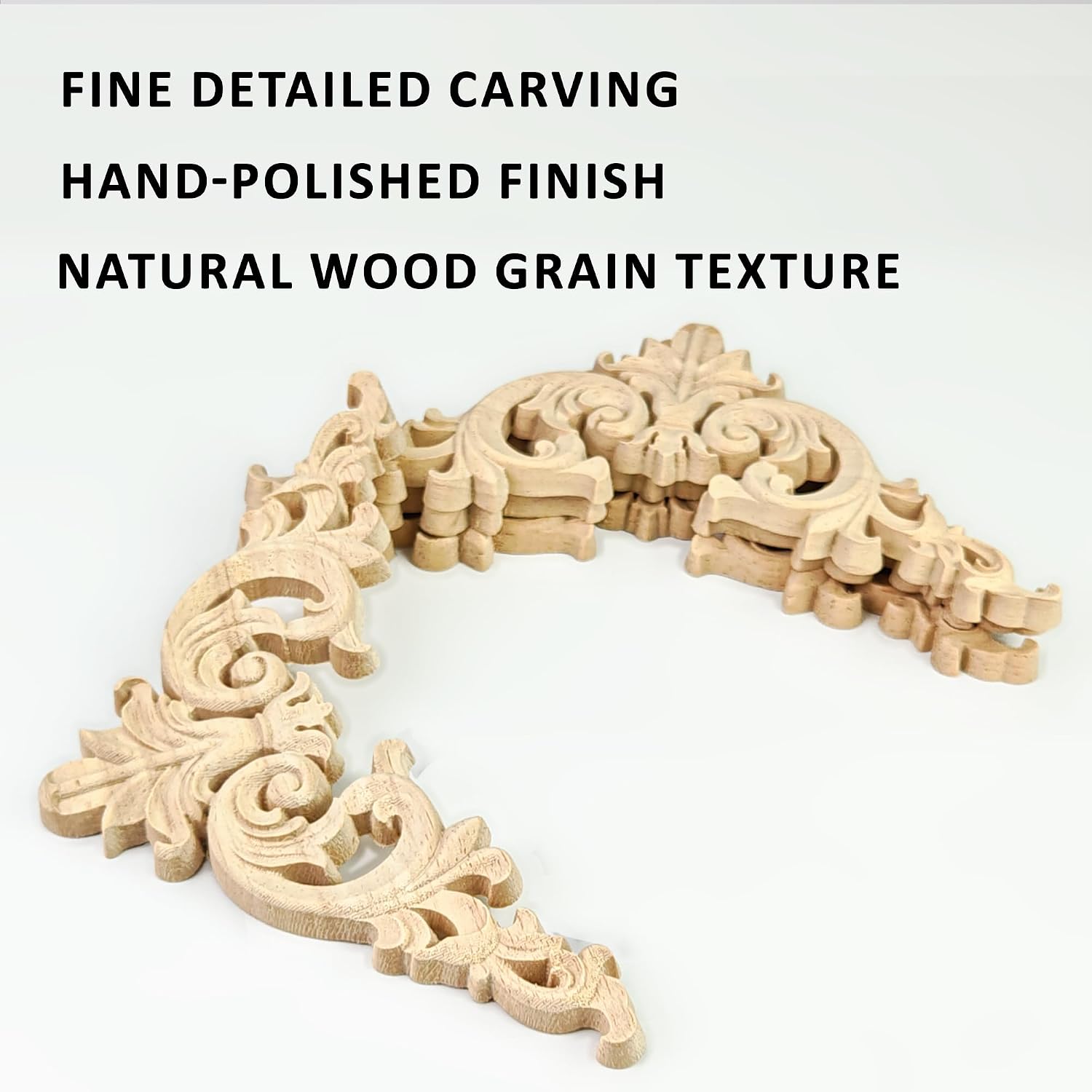 Wood Appliques 4PCS 5.9in Corner Onlays Carved Furniture Cabinet Decor