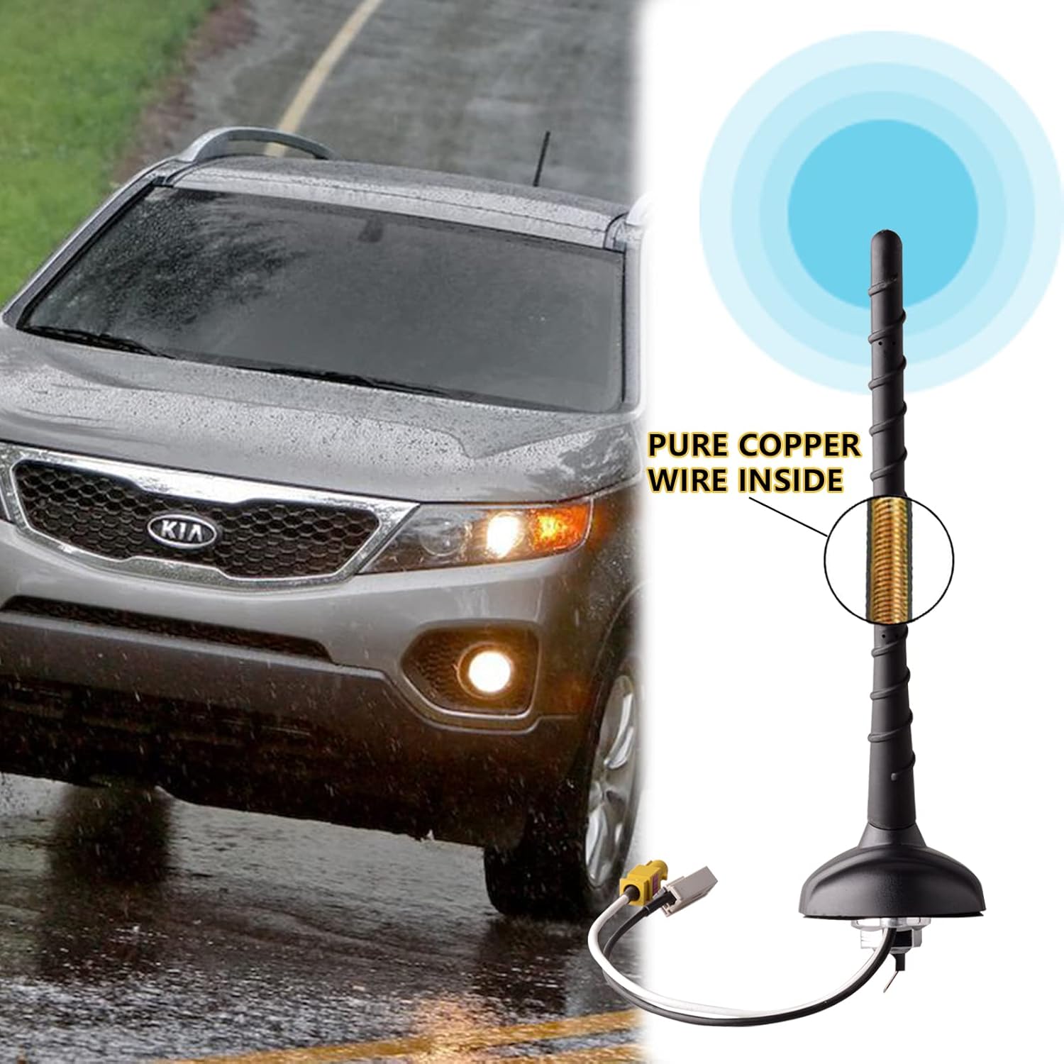 Roof Antenna Compatible for Kia Sorento 2011 2012 2013 2014 2015 Car Radio Antenna Base&Mast Combination 96210-1u000