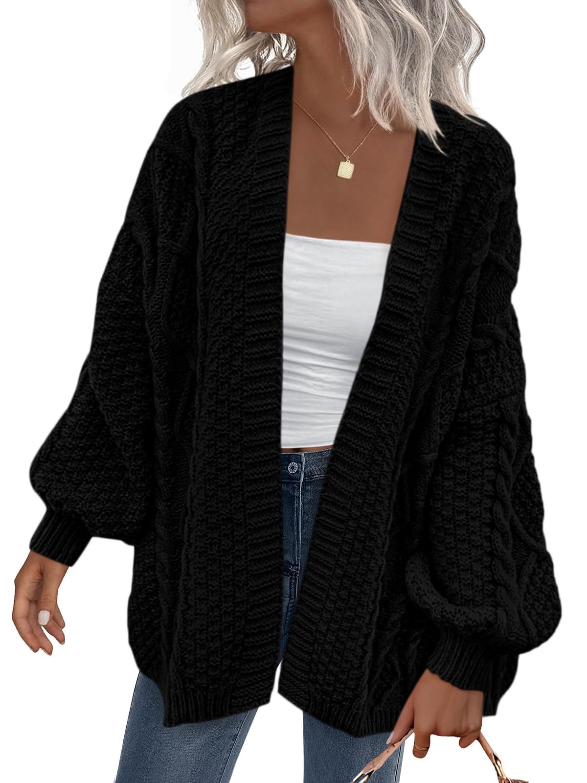 PRETTYGARDEN Cable Knit Cardigan