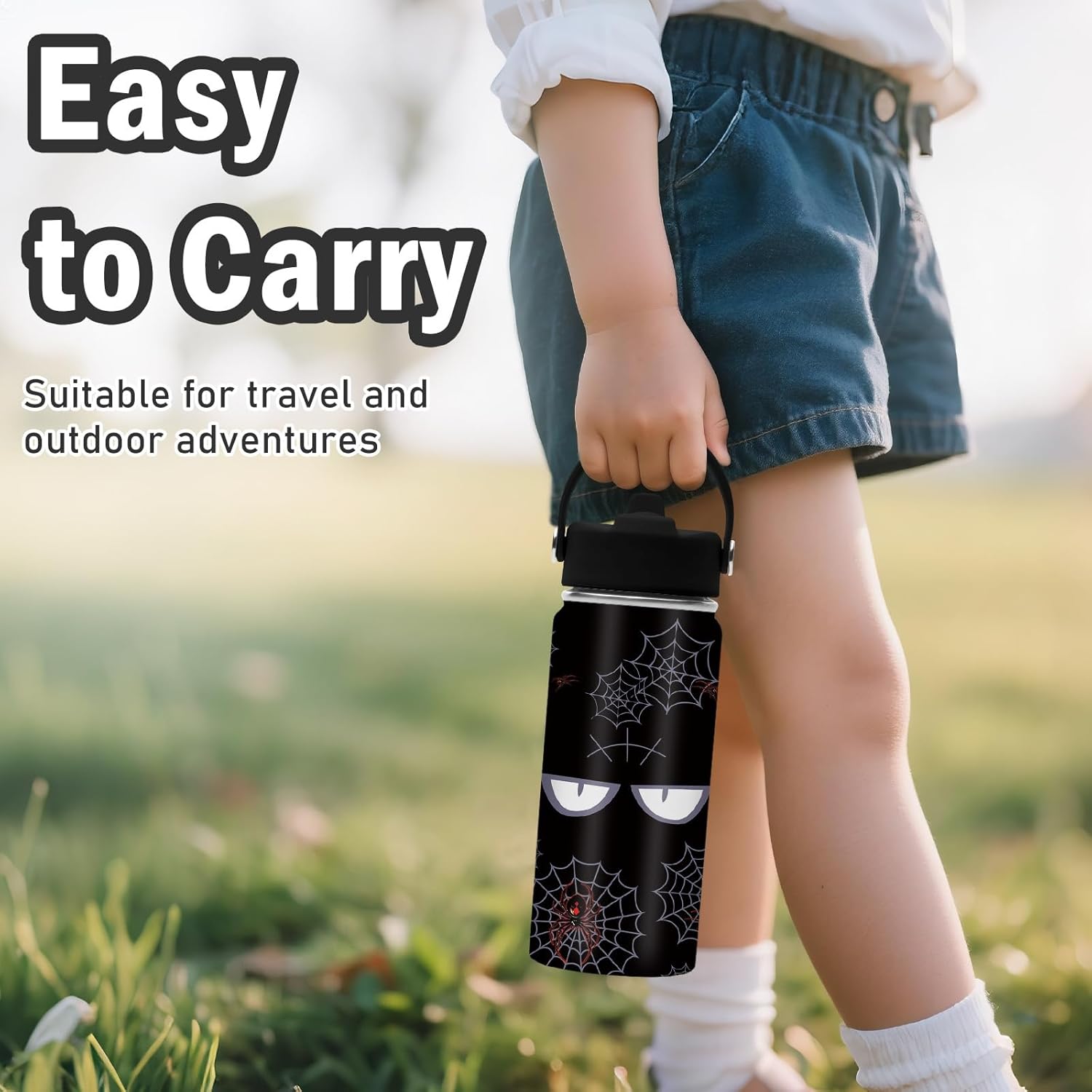 Hiboss Spider Water Bottle for Boys, 16oz Kids Stainless Steel Insulated Water Bottle with Straw Lid, Spider Cup Tumbler Gifts for Kids Teen Boys Men - Image 8