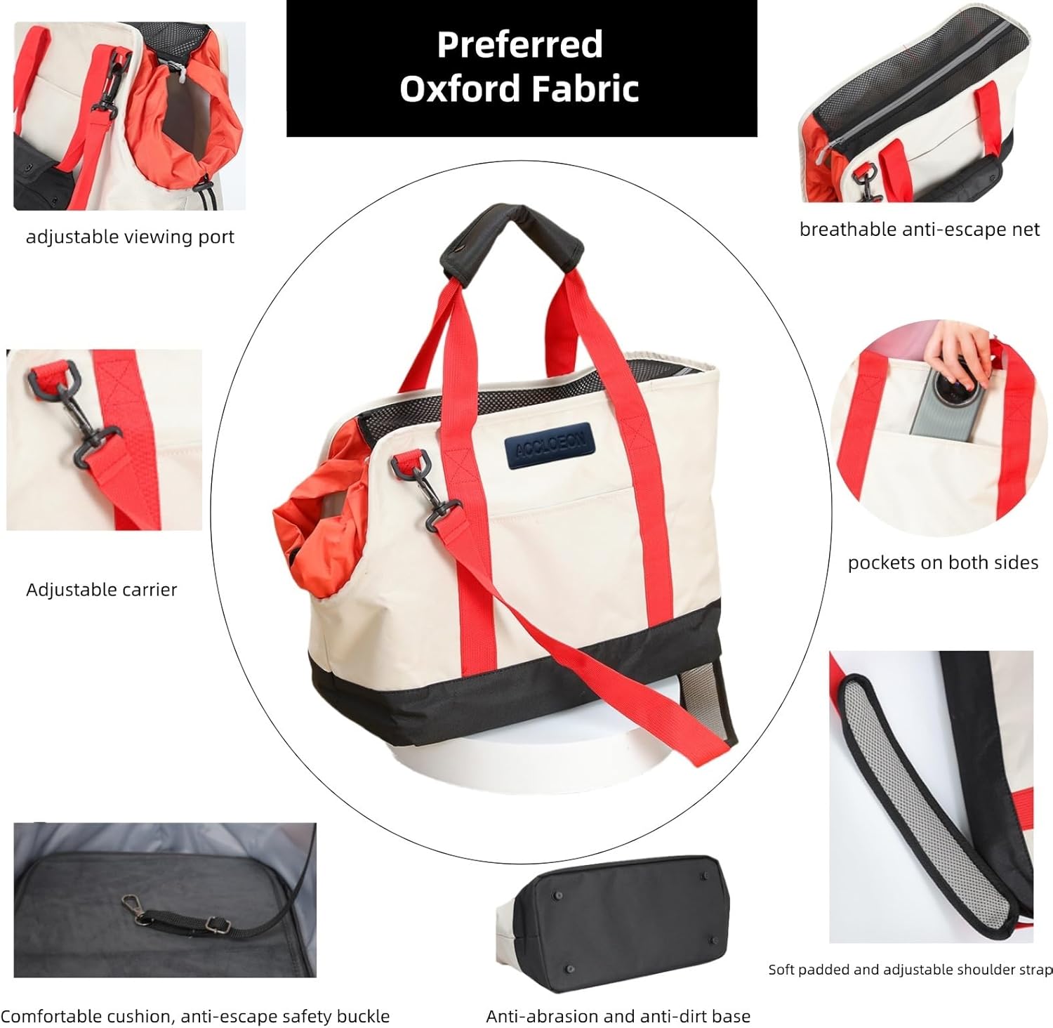 Small Dog Cat Carrier Tote Bag, Soft Sided Pet Carrier Purse for Puppy Kitten, Portable Crossbody Pet Tote with Safety Leash for Travel Shopping Walking