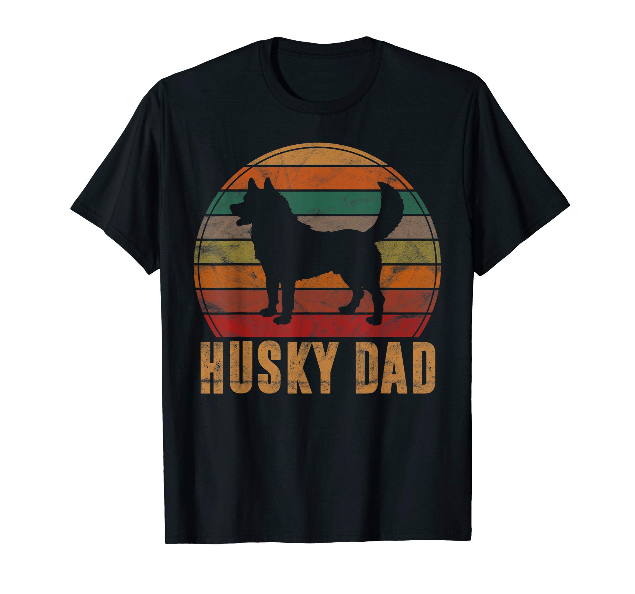 Retro Husky Dad Gift Dog Owner Pet Siberian Huskies Father T-ShirtOEKO-TEX STANDARD 100