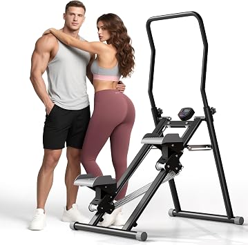Stair Stepper for Home Multi Level High-Tension Resistance, Foldable Design Stair Climber with Adjustable Handlebar